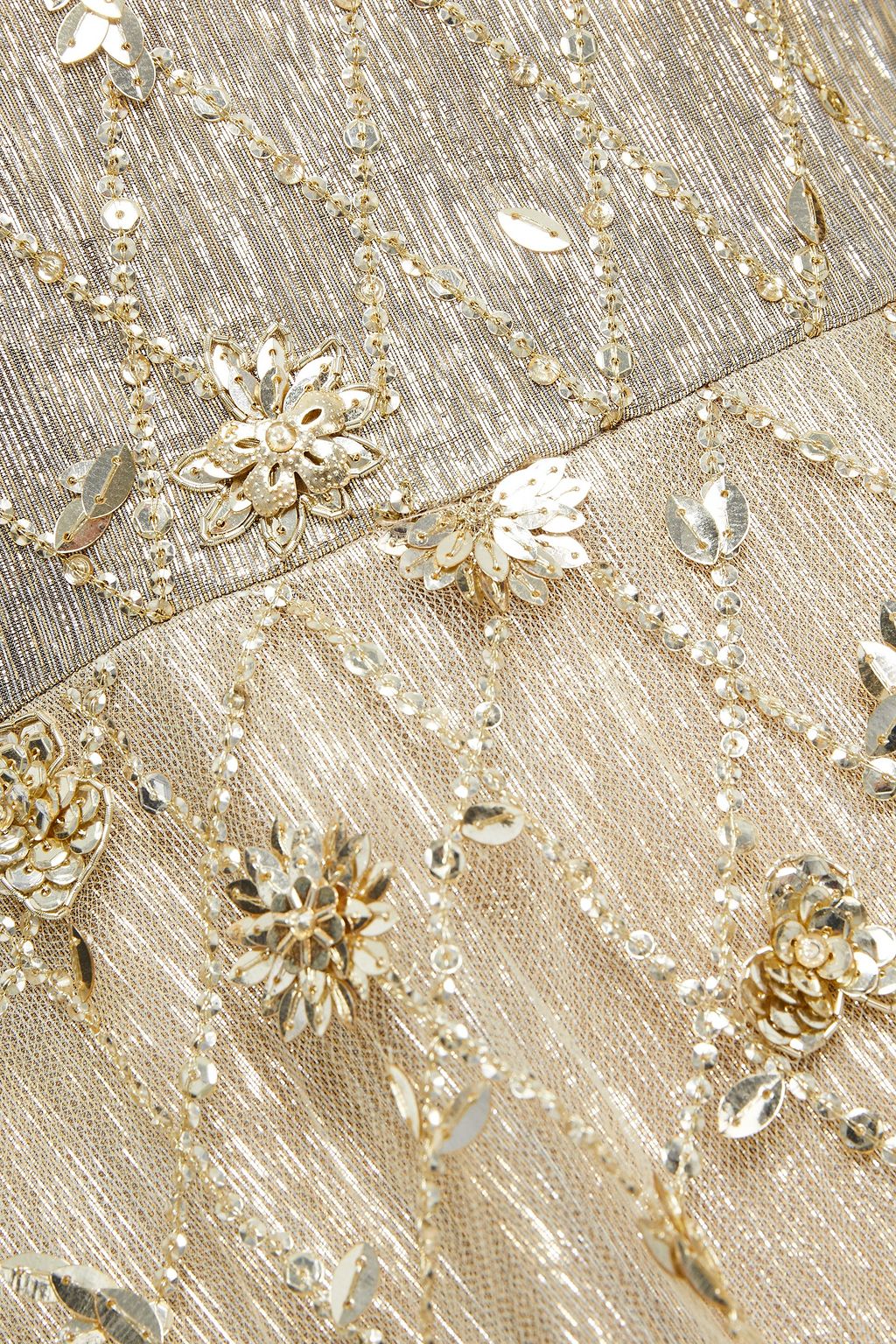 OSCAR DE LA RENTA Embellished lamé-paneled tulle midi dress