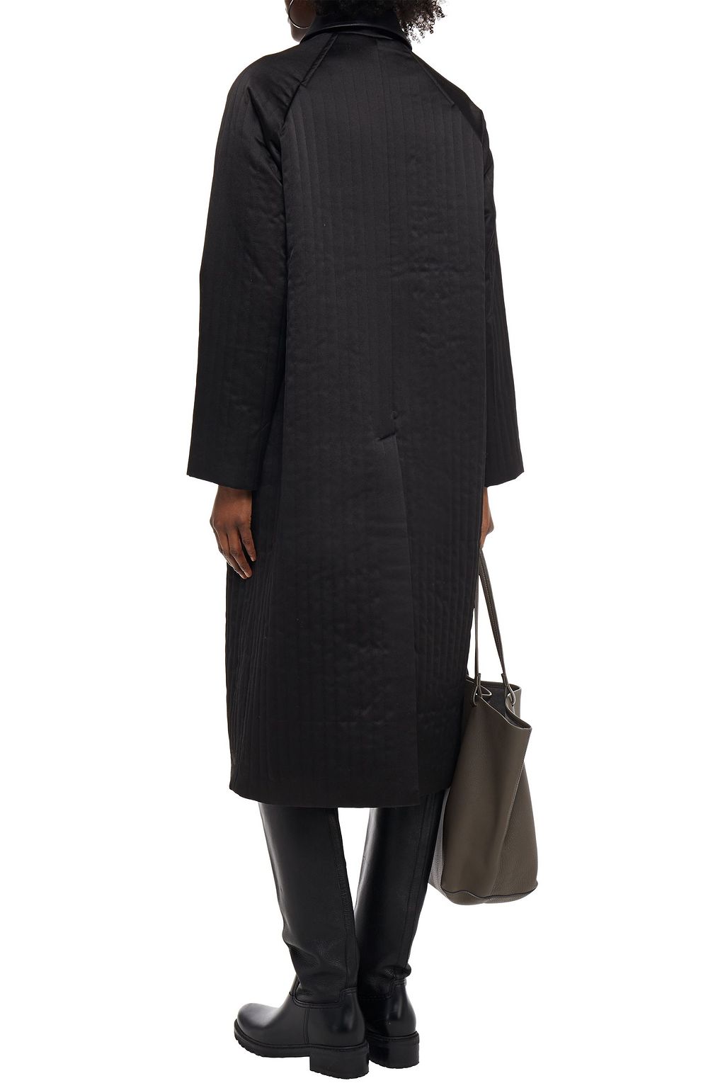 REMAIN BIRGER CHRISTENSEN Kyoto leather-trimmed quilted satin-crepe coat