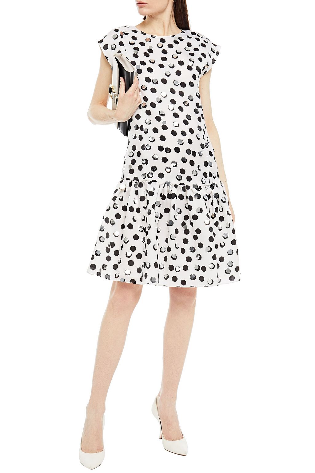 CAROLINA HERRERA Kleid aus Seidenorganza mit Polka-Dots und Pailletten