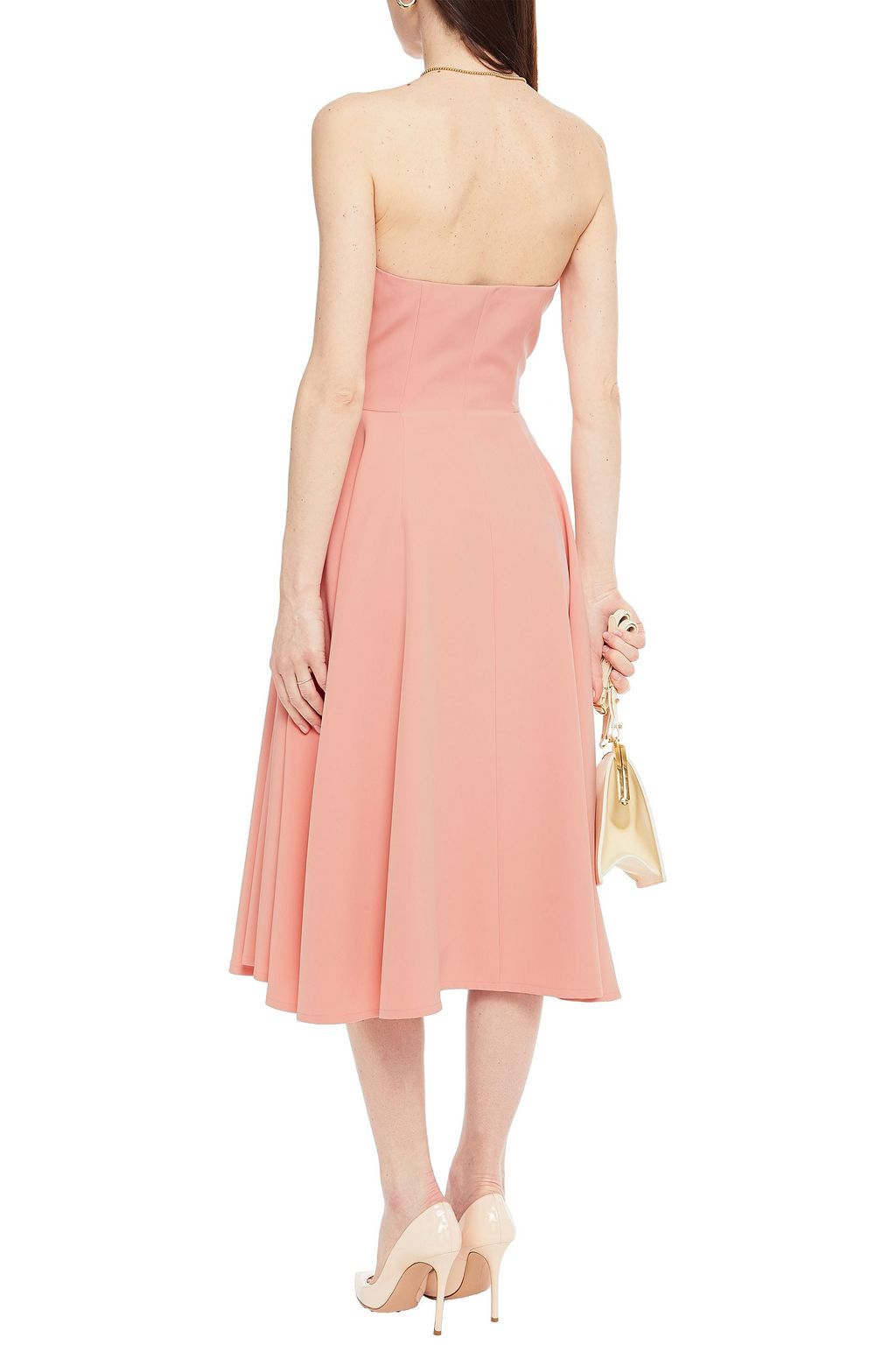 SARA BATTAGLIA Strapless gathered cady midi dress