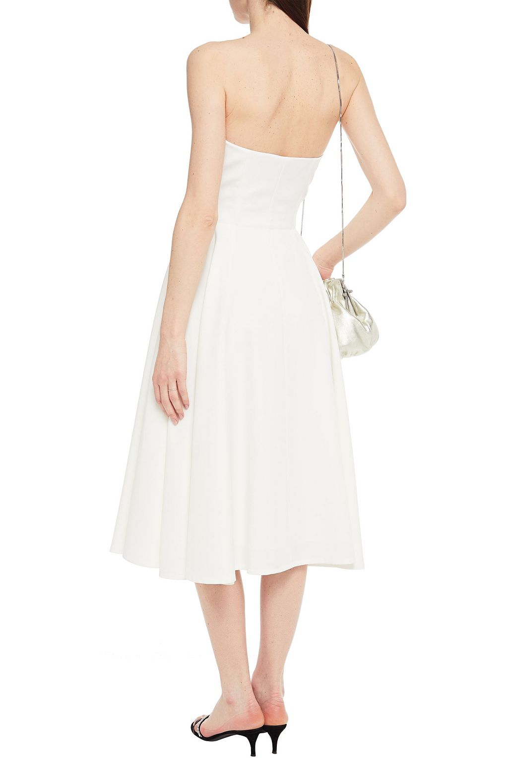 SARA BATTAGLIA Strapless gathered cady midi dress