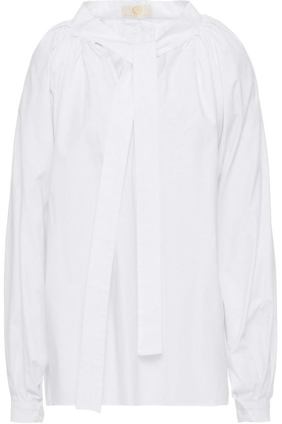 Sara Battaglia Woman Pleated Stretch-cotton Poplin Blouse White Size 40