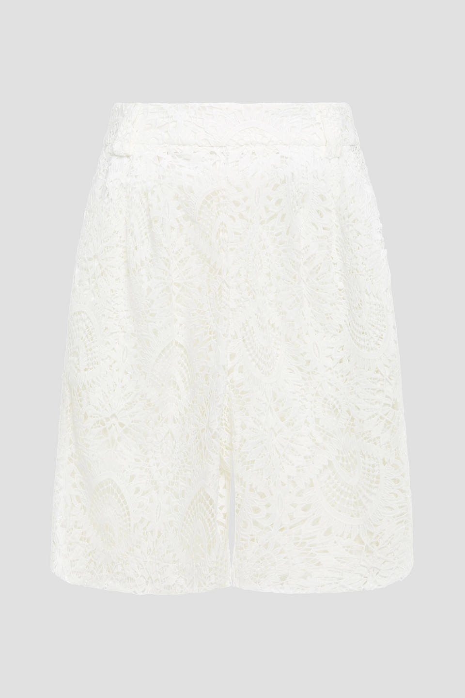 Sara Battaglia Woman Pleated Guipure Lace Shorts White Size 46