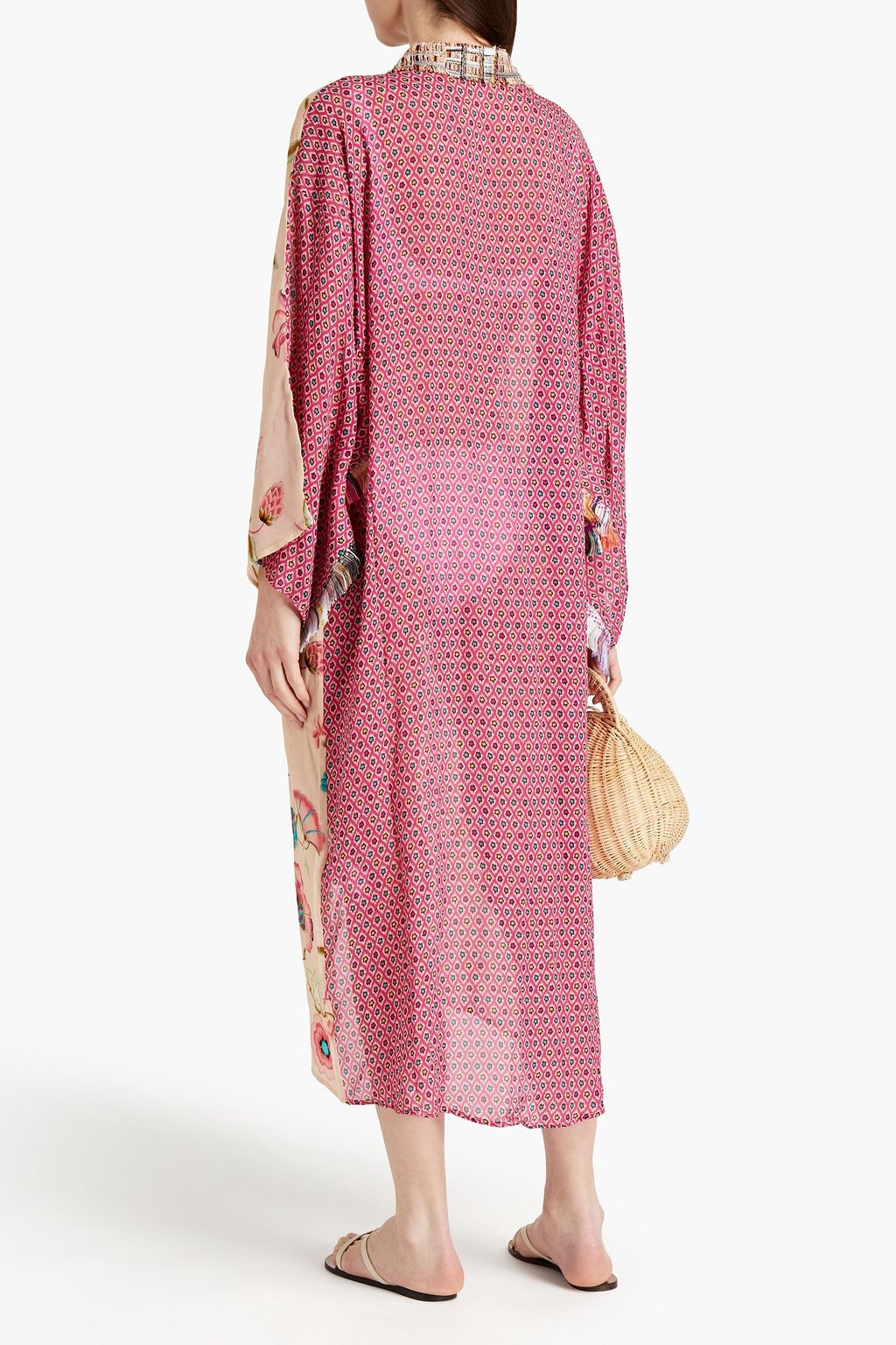 ANJUNA Lina paneled printed crepe de chine kimono