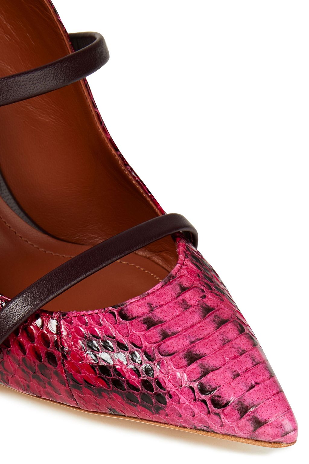 MALONE SOULIERS Maureen 85 Mules aus Elapheleder mit Lederbesatz