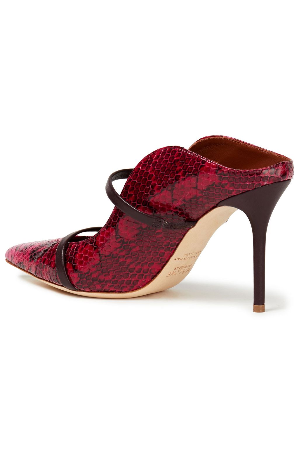 MALONE SOULIERS Maureen 85 Mules aus Elapheleder mit Lederbesatz