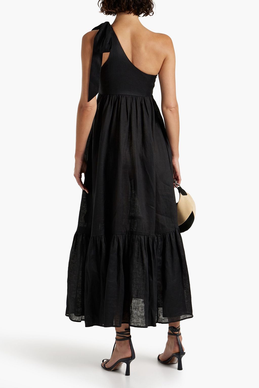 ZIMMERMANN One-shoulder bow-detailed linen maxi dress