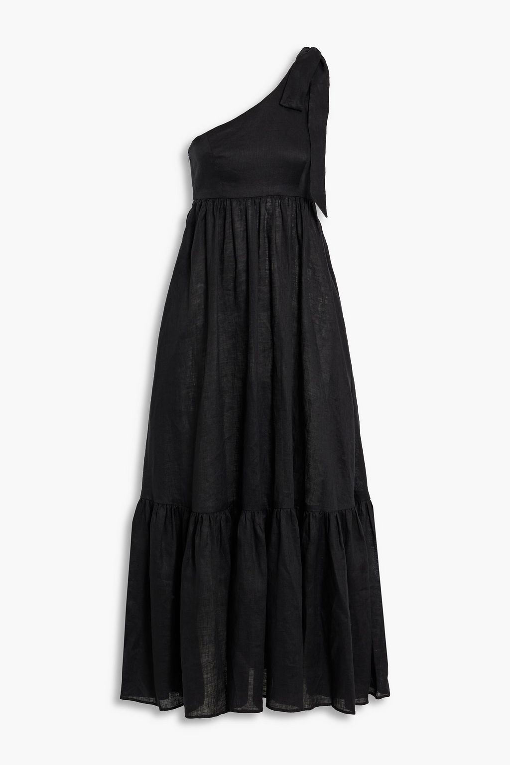 ZIMMERMANN One-shoulder bow-detailed linen maxi dress | THE OUTNET