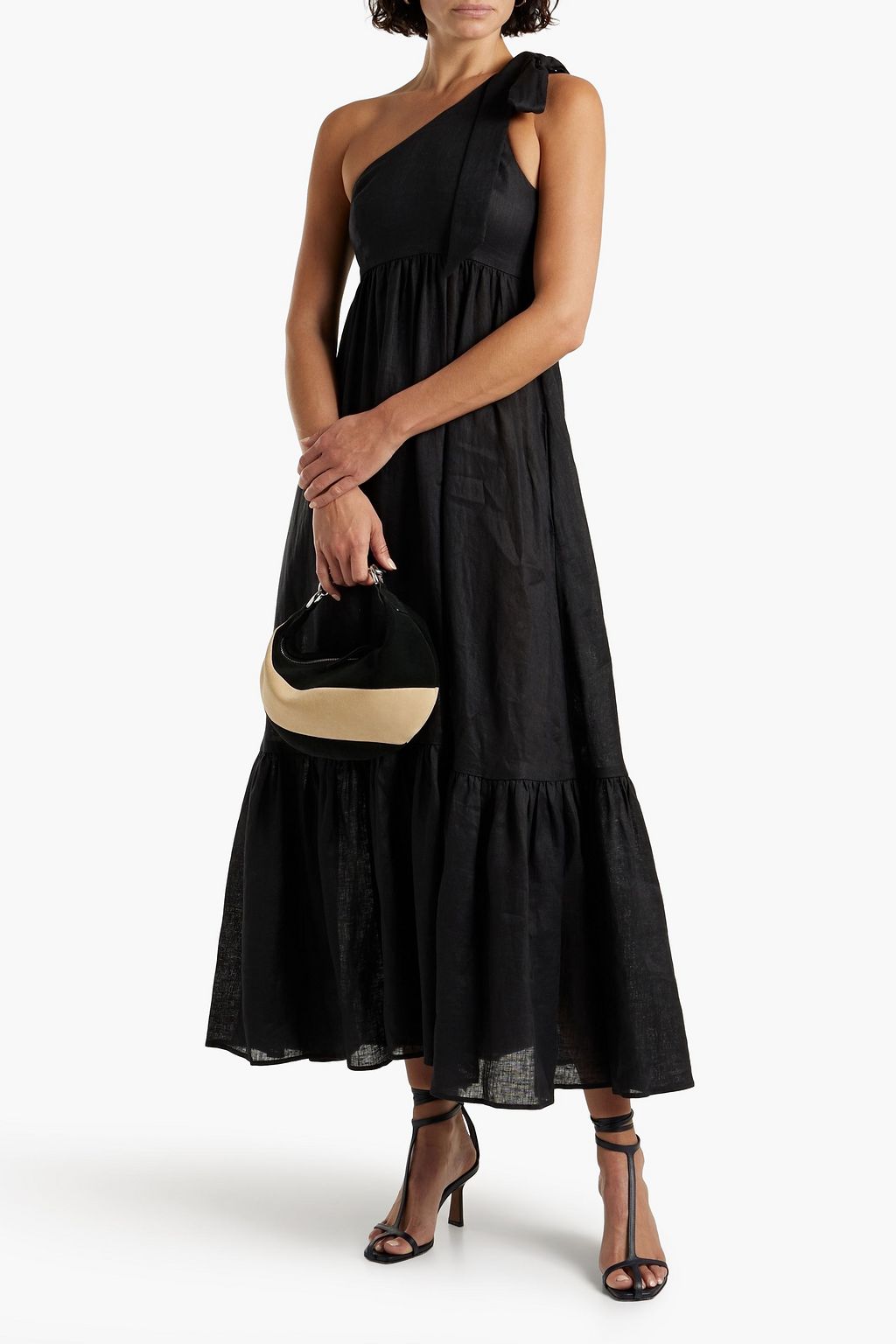 ZIMMERMANN One-shoulder bow-detailed linen maxi dress