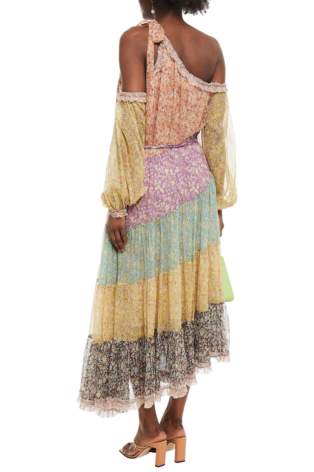 ZIMMERMANN Cold-shoulder floral-print silk-georgette midi dress