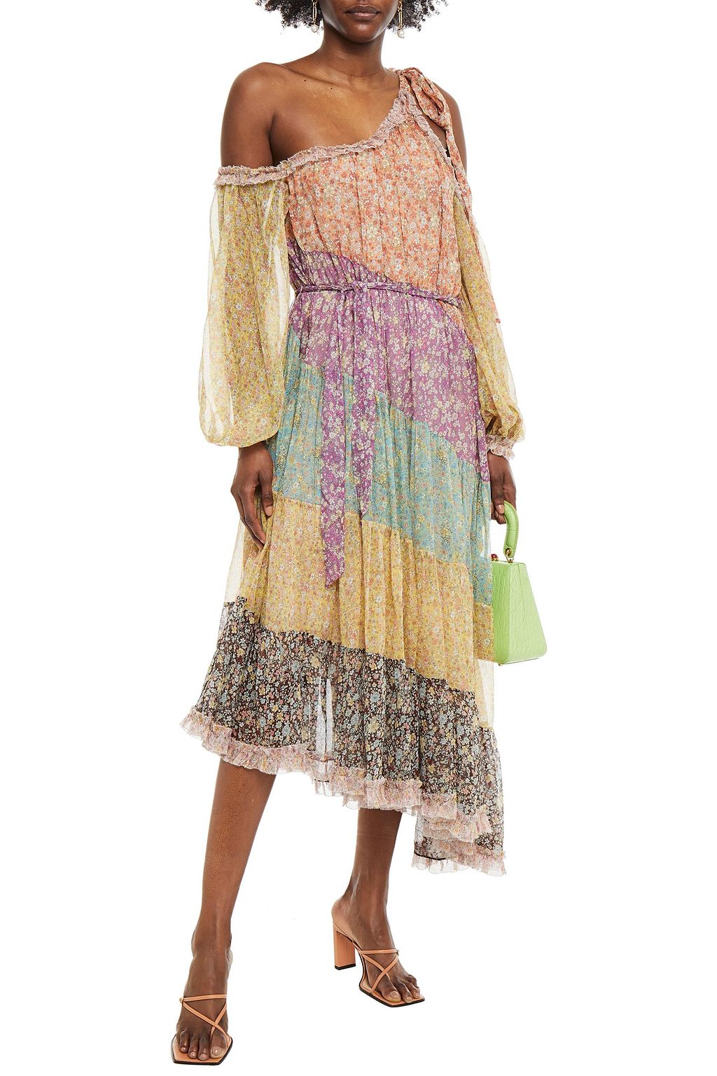 ZIMMERMANN Cold-shoulder floral-print silk-georgette midi dress