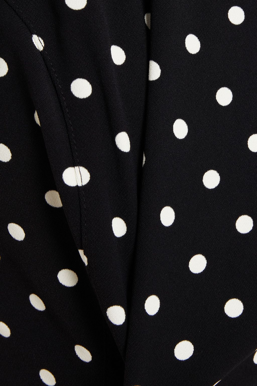CINQ À SEPT One-shoulder cropped polka-dot twill top