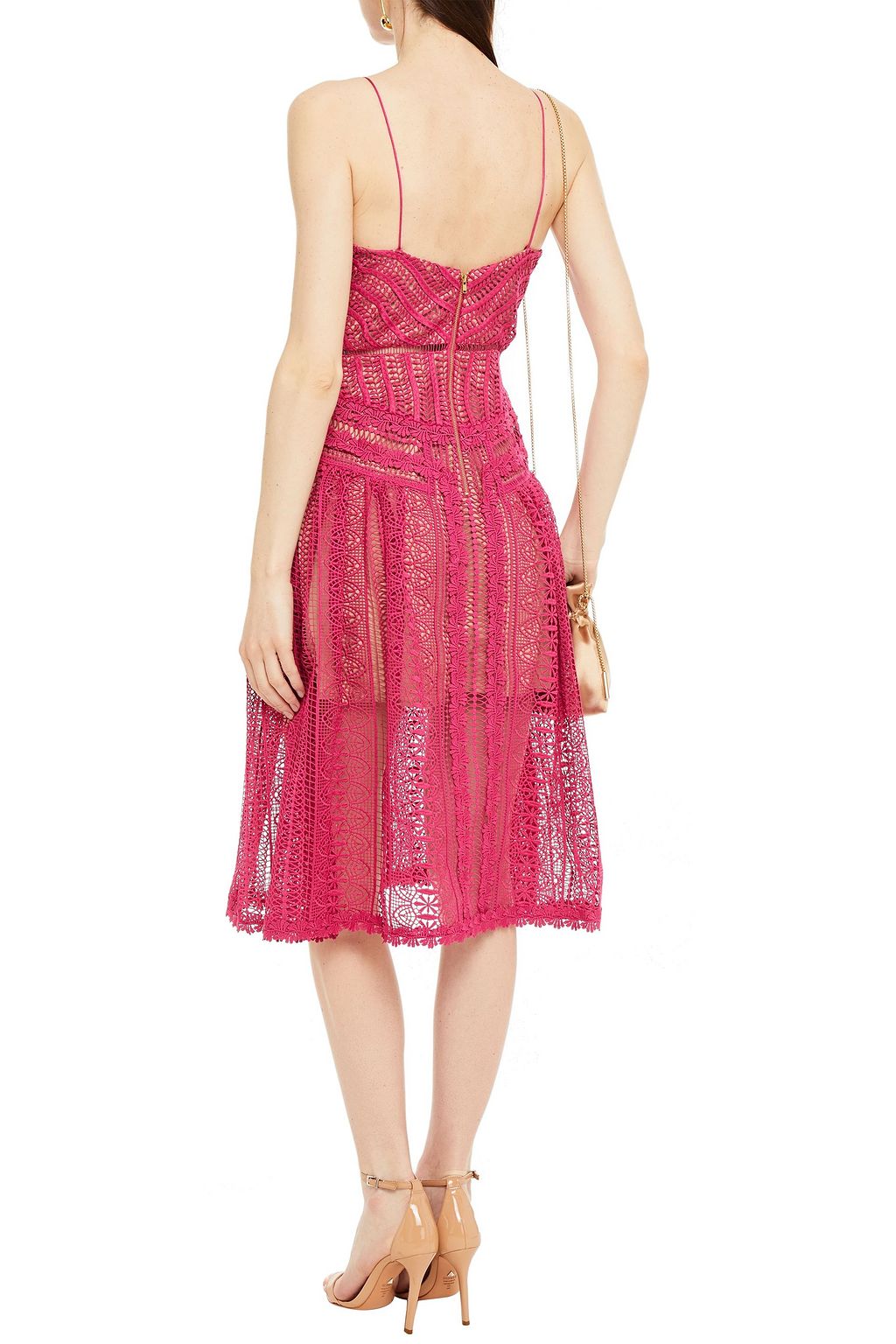 SELF-PORTRAIT Flared guipure lace midi dress