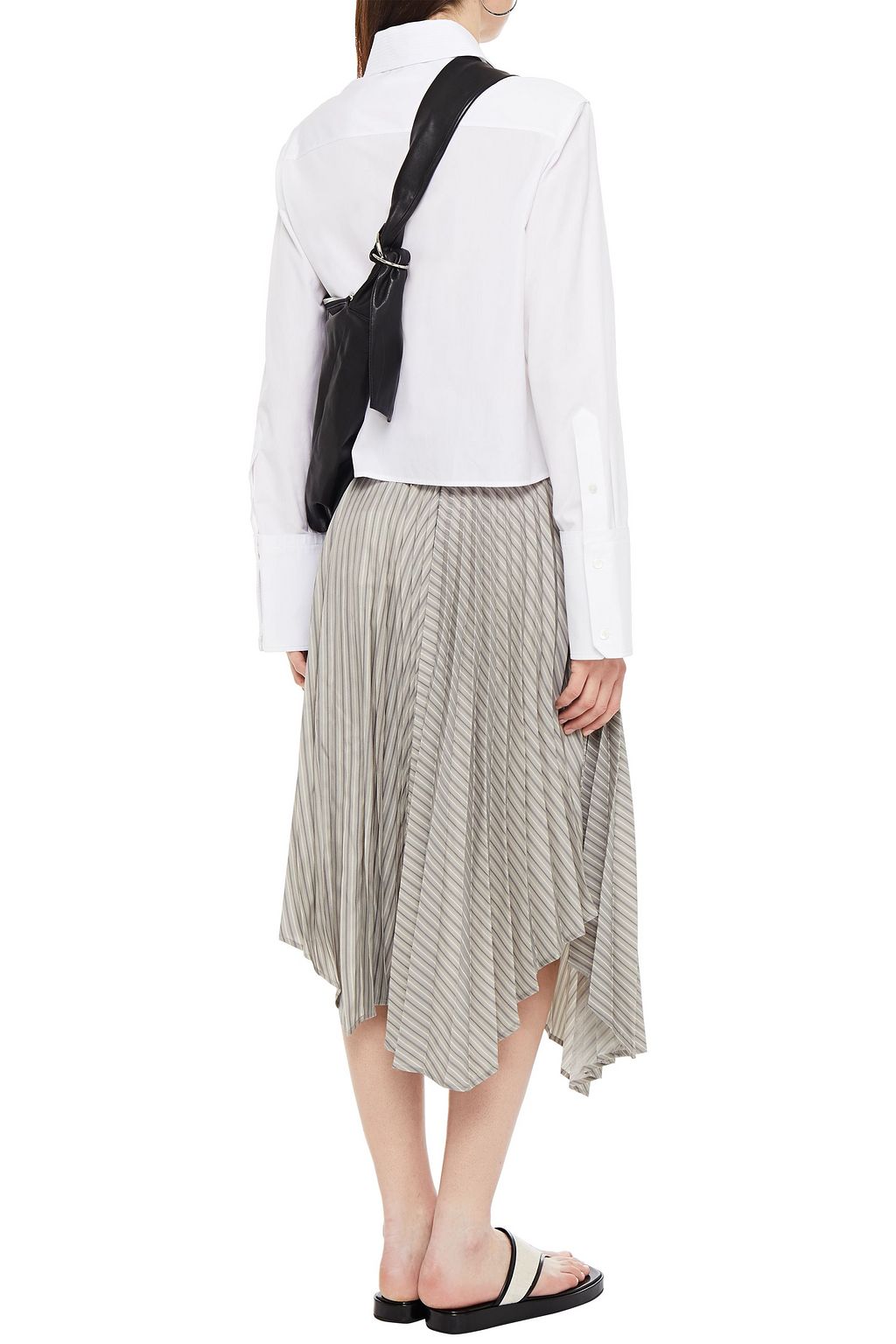 ACNE STUDIOS Asymmetric pleated striped satin-twill skirt