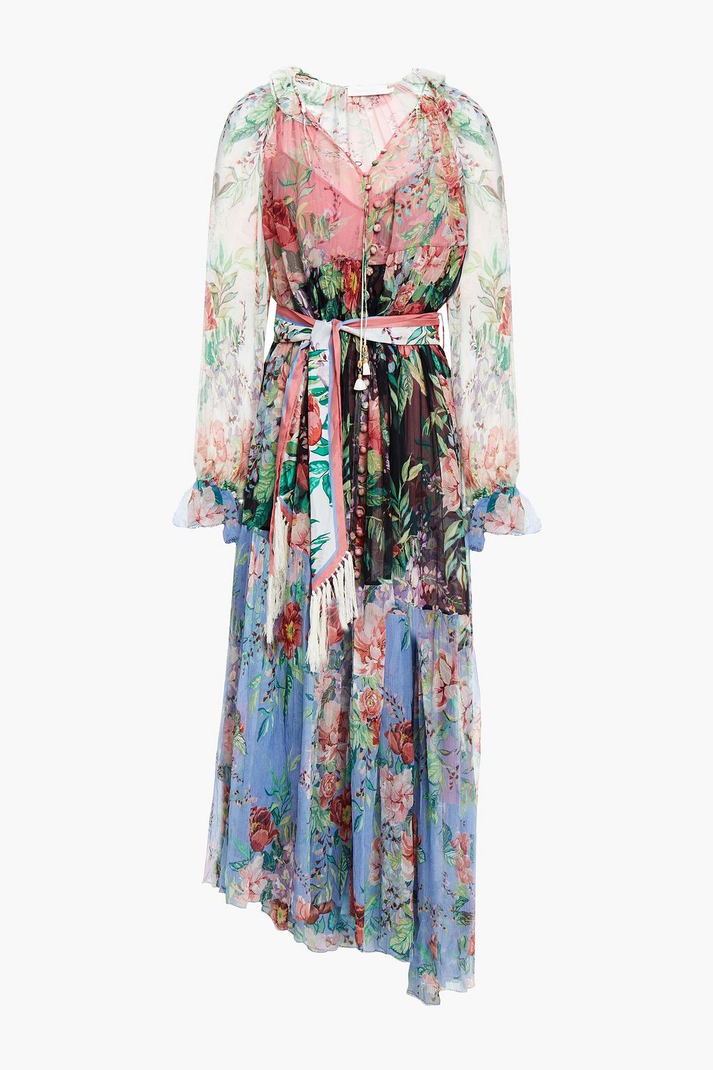 silk-crepon midi dress ...