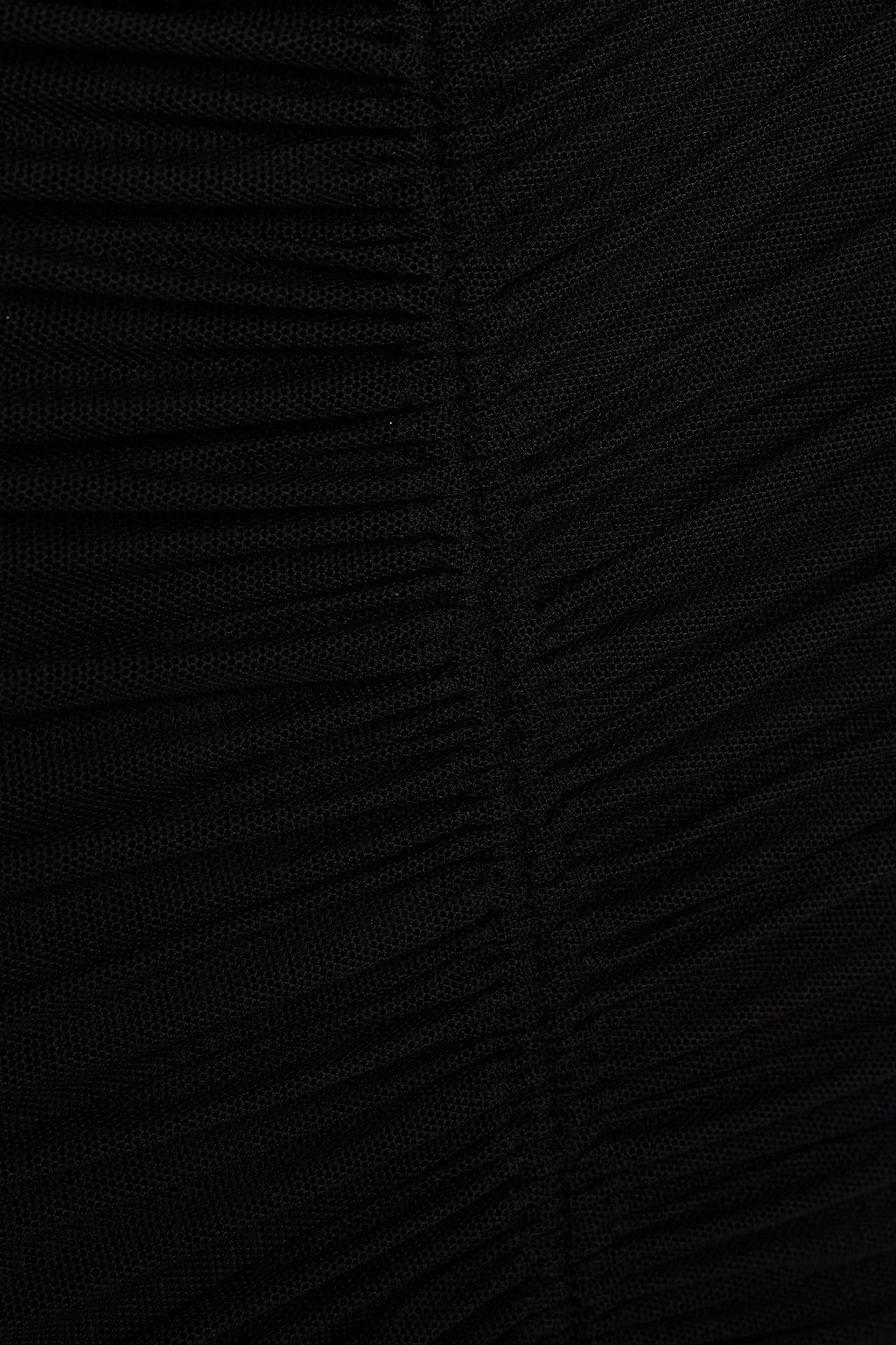 CINQ À SEPT Ruched stretch-mesh skirt