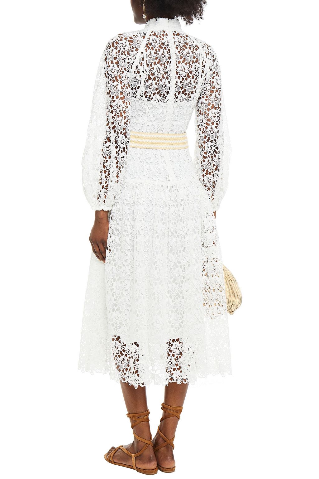 ZIMMERMANN Belted guipure lace midi dress