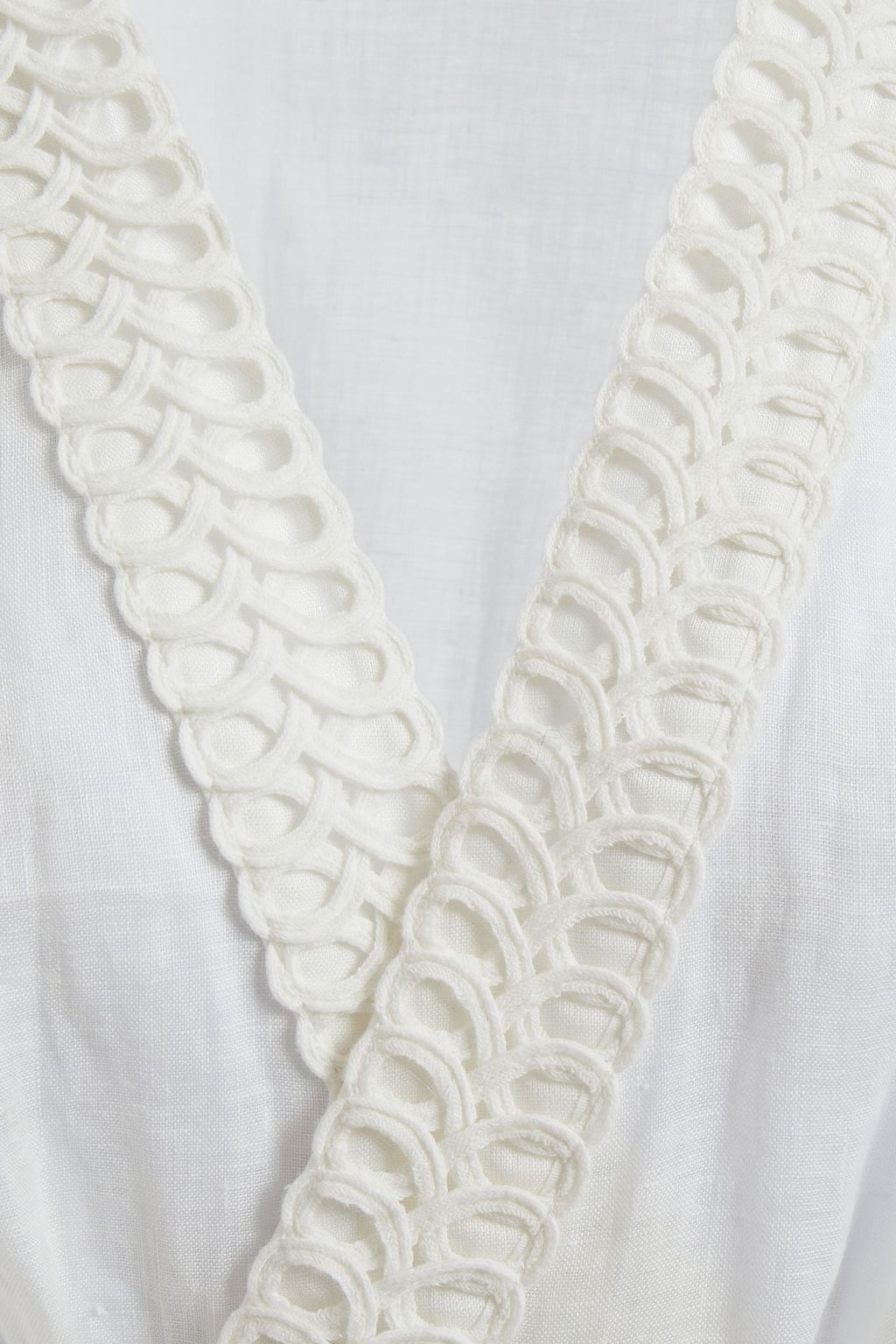 ZIMMERMANN Guipure lace-trimmed linen mini wrap dress