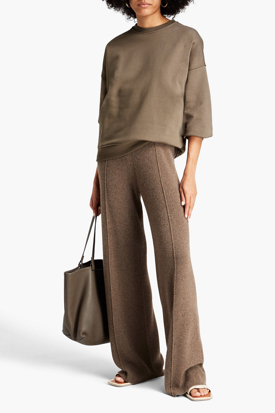 Caes Organic Cotton-fleece Sweatshirt In Army Green