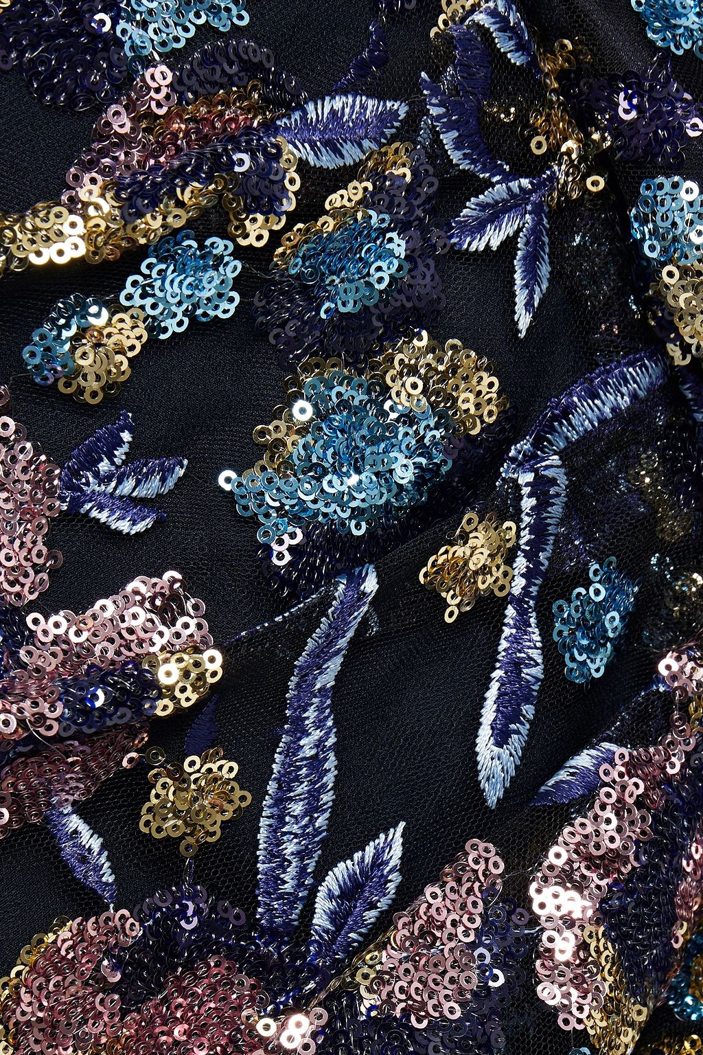 SELF-PORTRAIT Ruffled embellished tule mini skirt