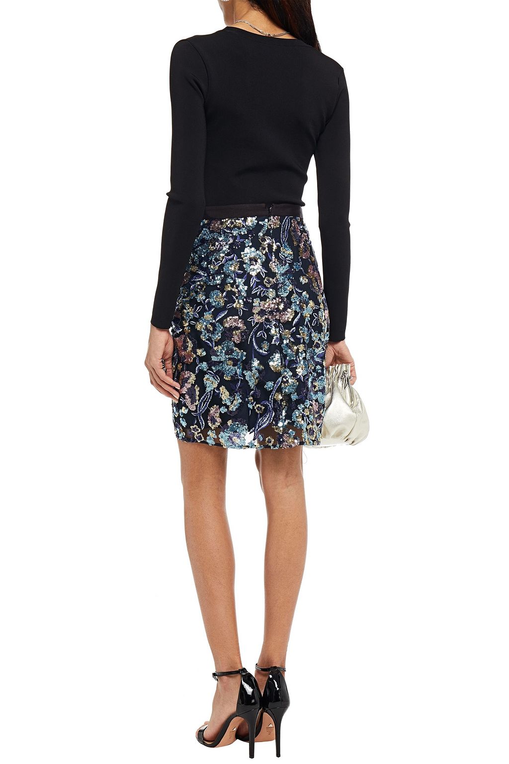 SELF-PORTRAIT Ruffled embellished tule mini skirt