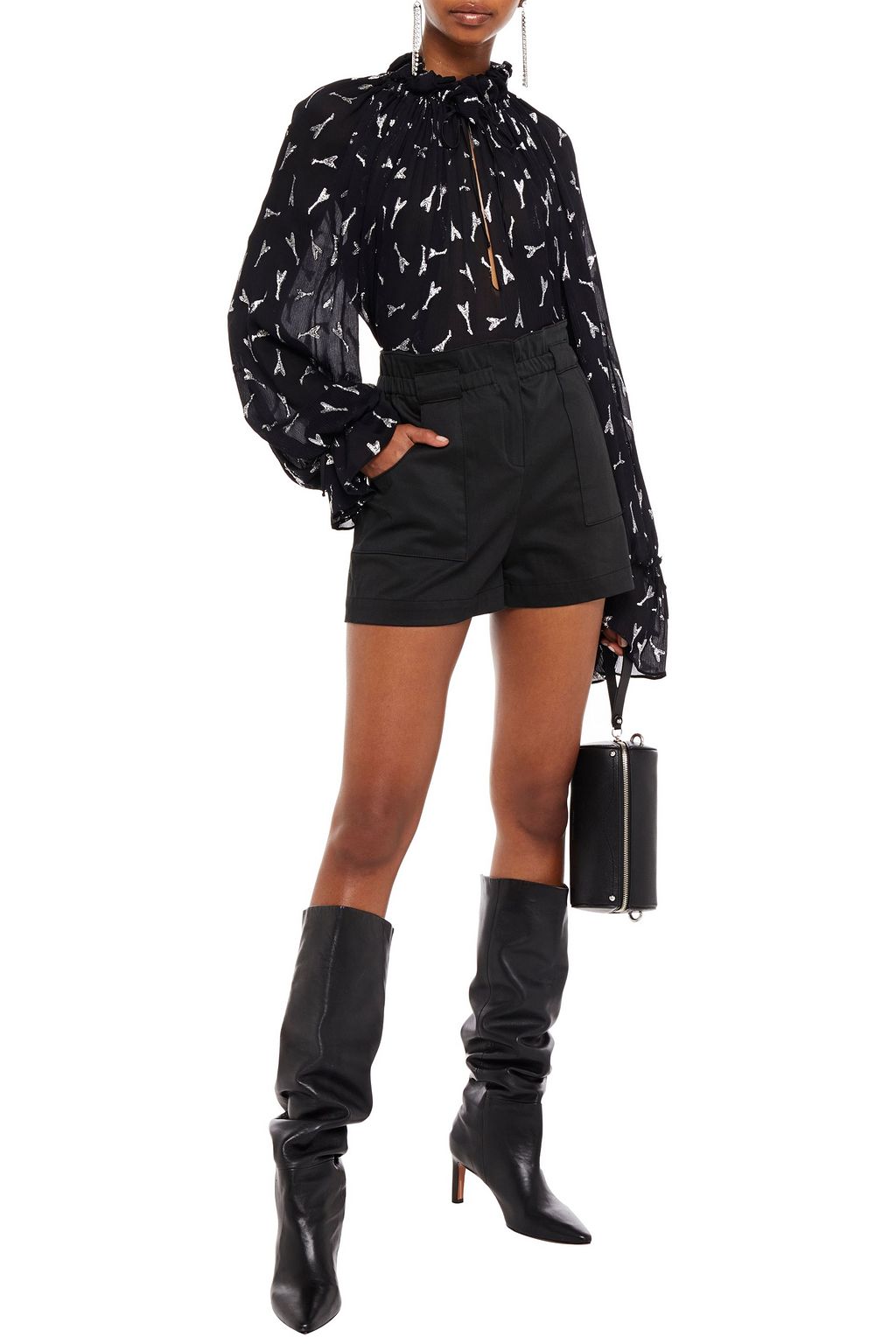 REDEMPTION Gathered metallic silk-blend fil coupé blouse