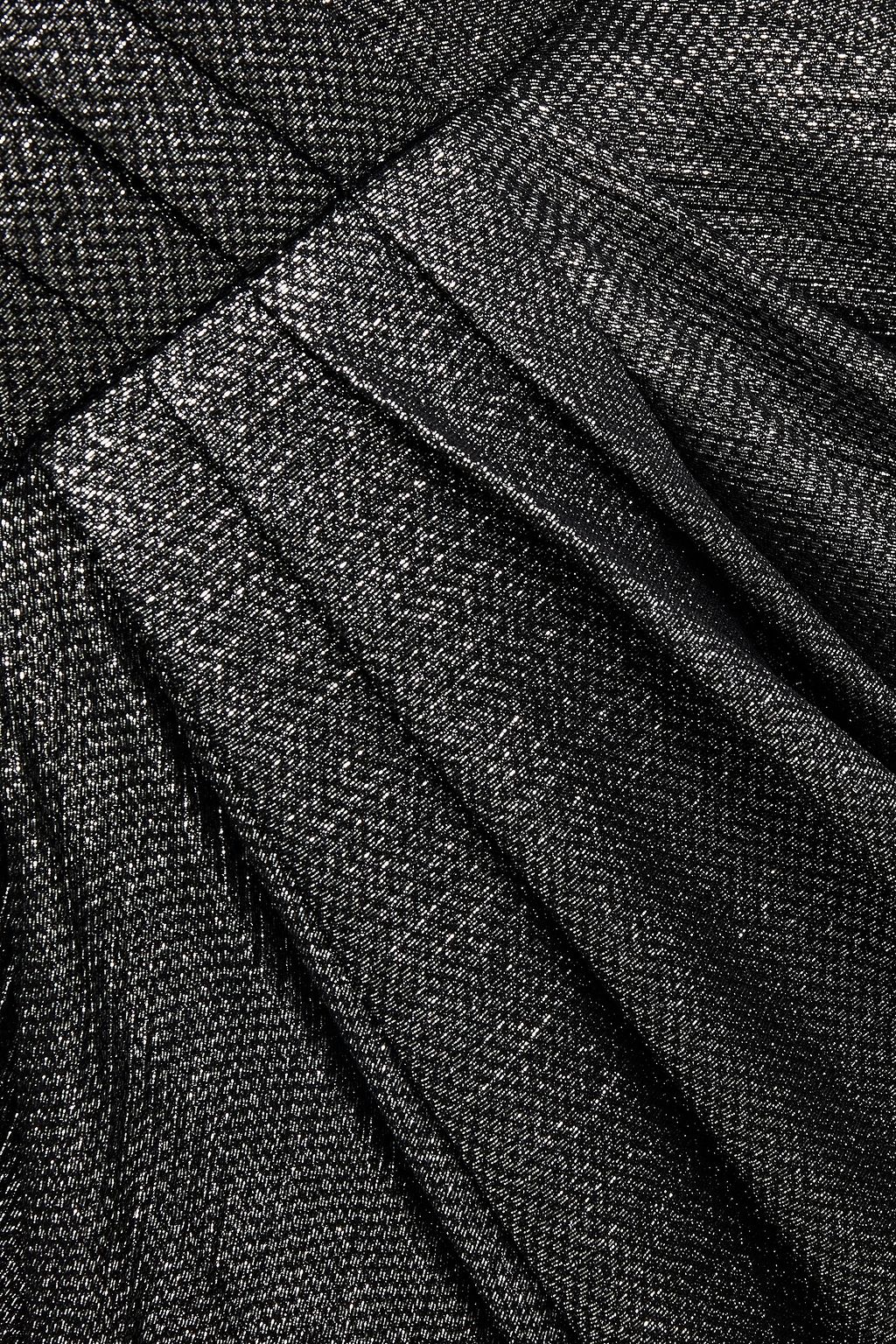 REDEMPTION Wrap-effect pleated metallic silk-blend gown