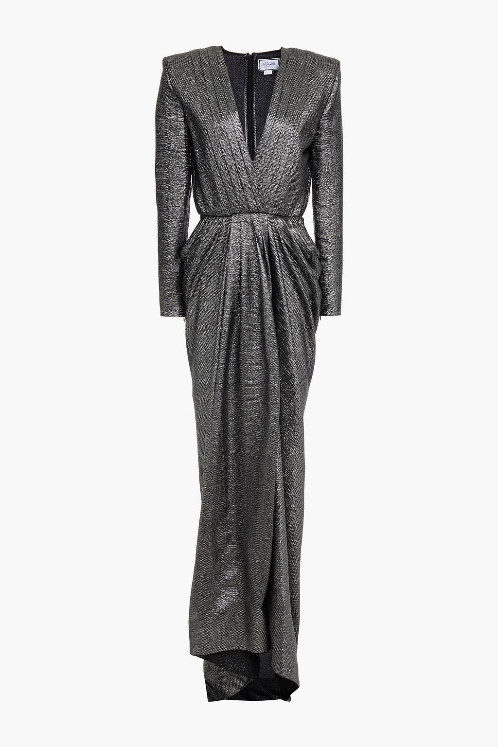 REDEMPTION Wrap-effect pleated metallic silk-blend gown | THE OUTNET