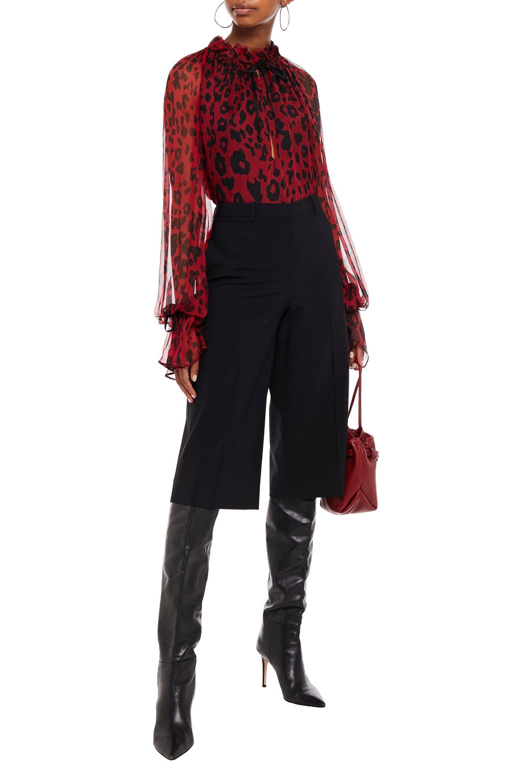 REDEMPTION Gathered leopardprint silkcrepon blouse THE