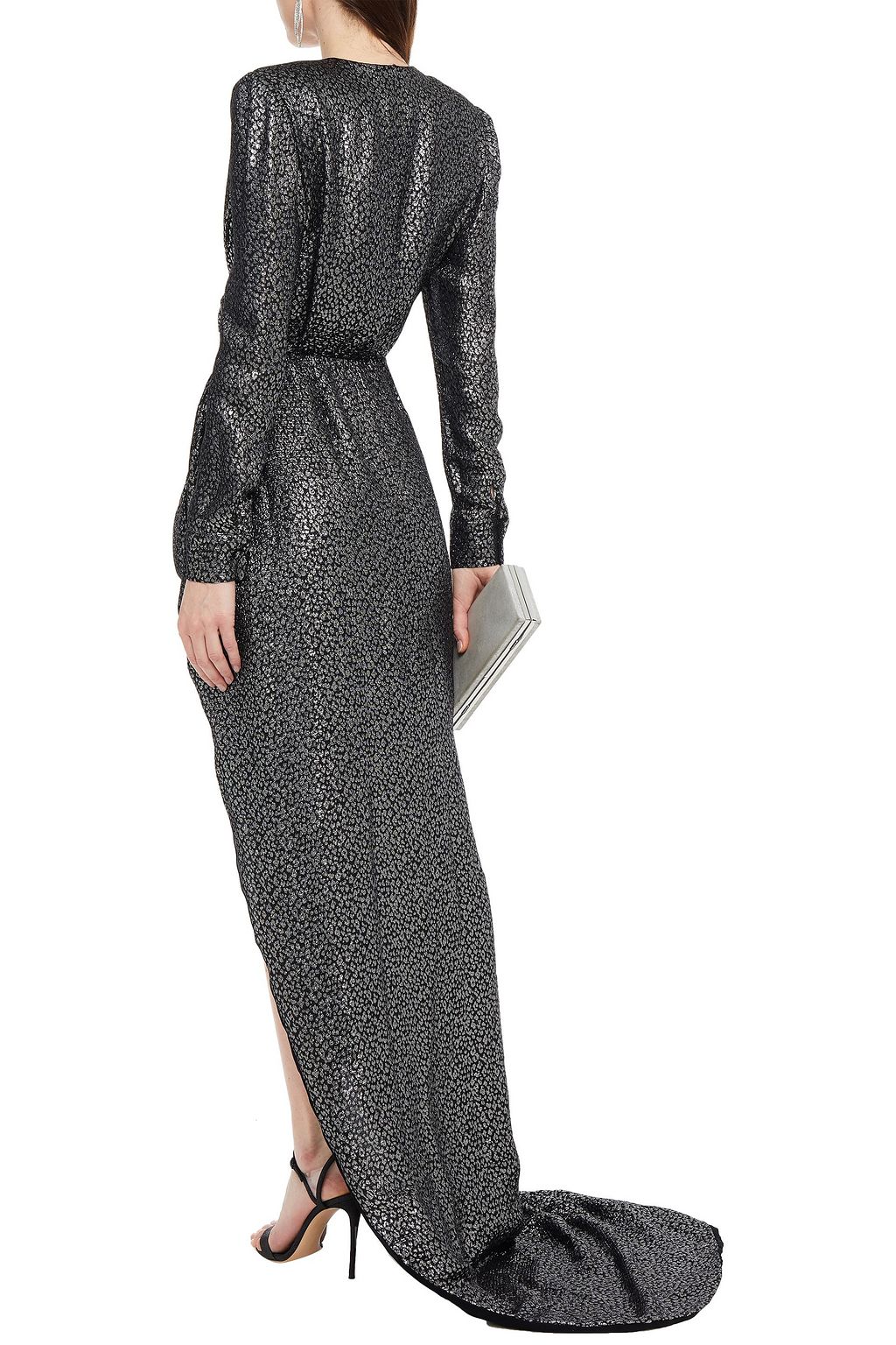 REDEMPTION Leo draped metallic silk-blend jacquard gown