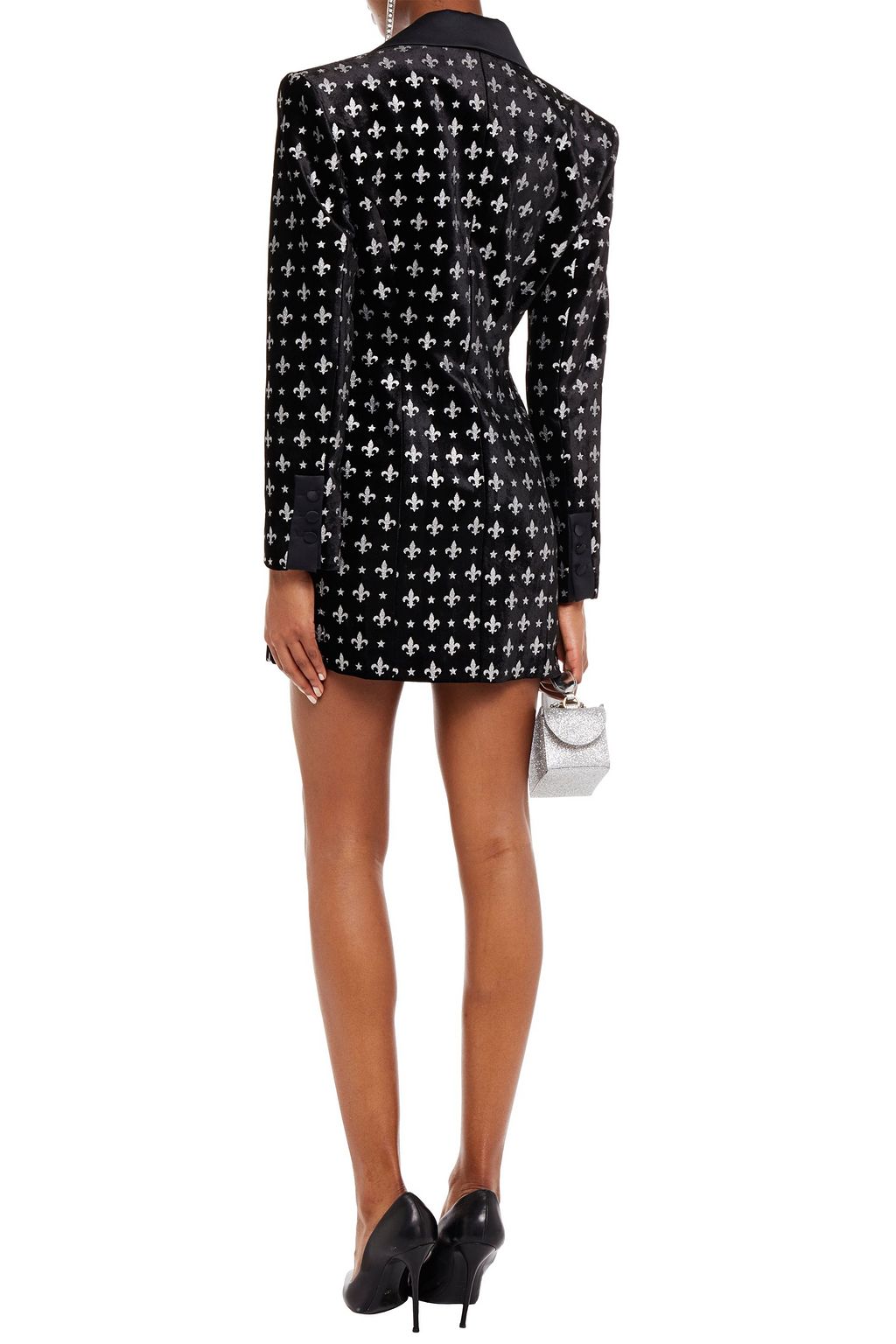 REDEMPTION Satin-trimmed glittered velvet mini dress