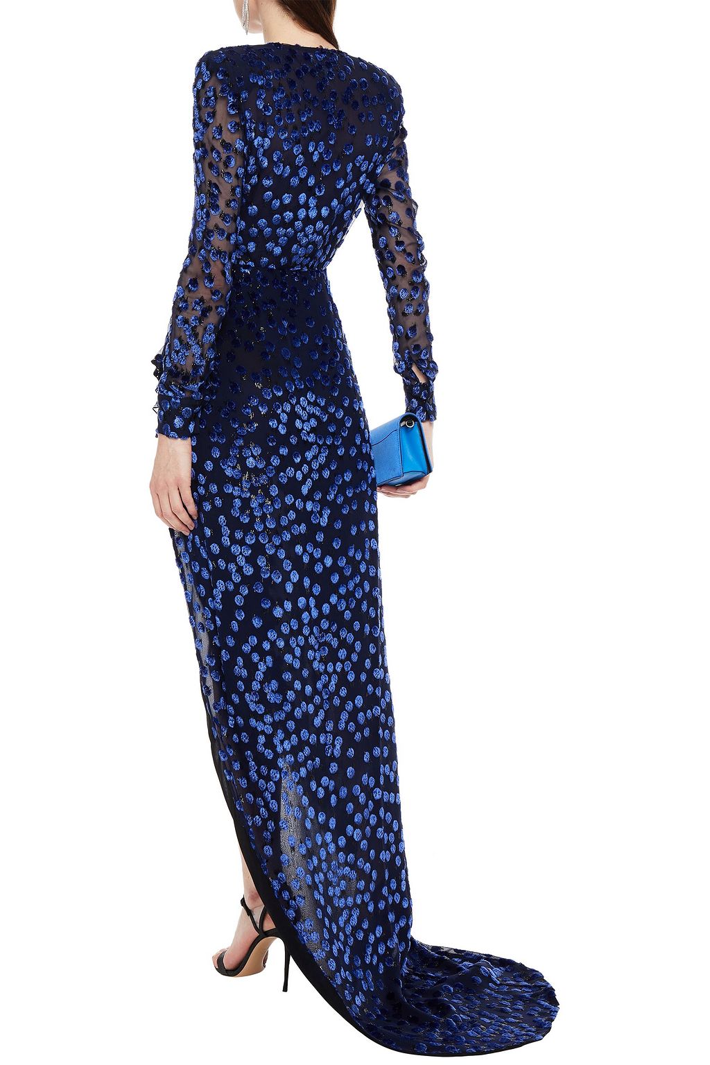 REDEMPTION Pois twisted metallic fil coupé devoré-chiffon gown