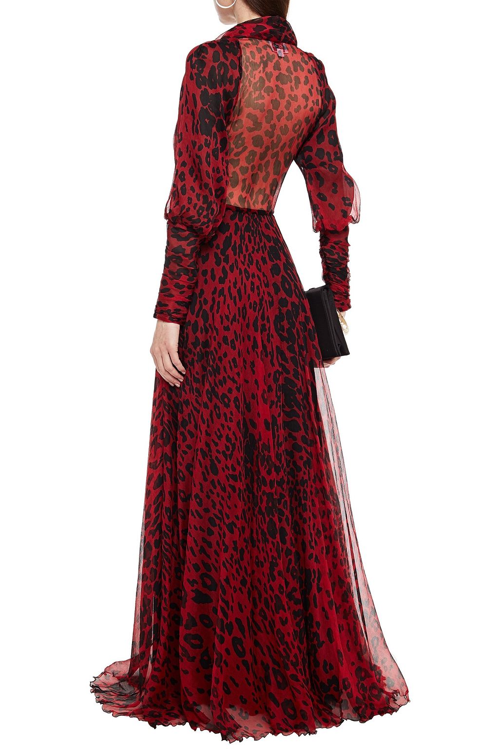 REDEMPTION Gathered leopard-print silk-georgette gown