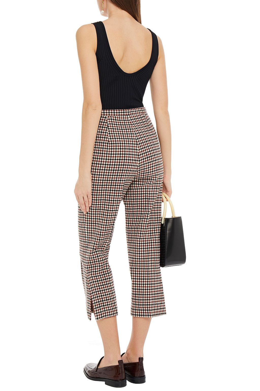 KHAITE Bridget cropped gingham wool-blend straight-leg pants