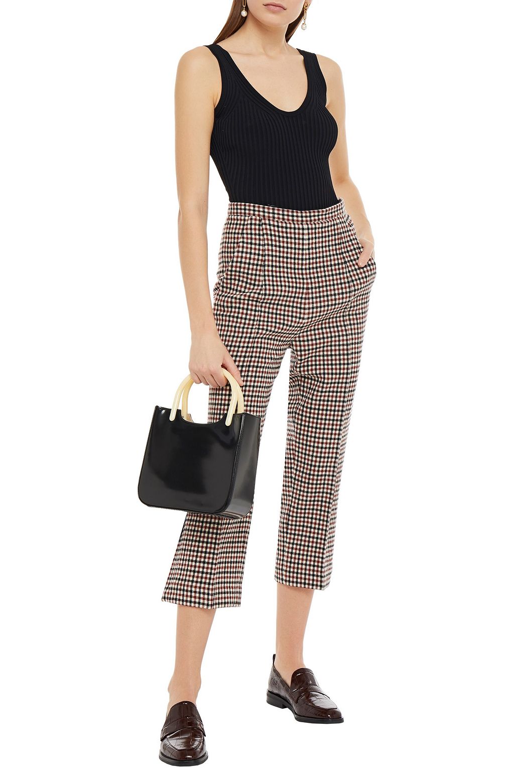KHAITE Bridget cropped gingham wool-blend straight-leg pants