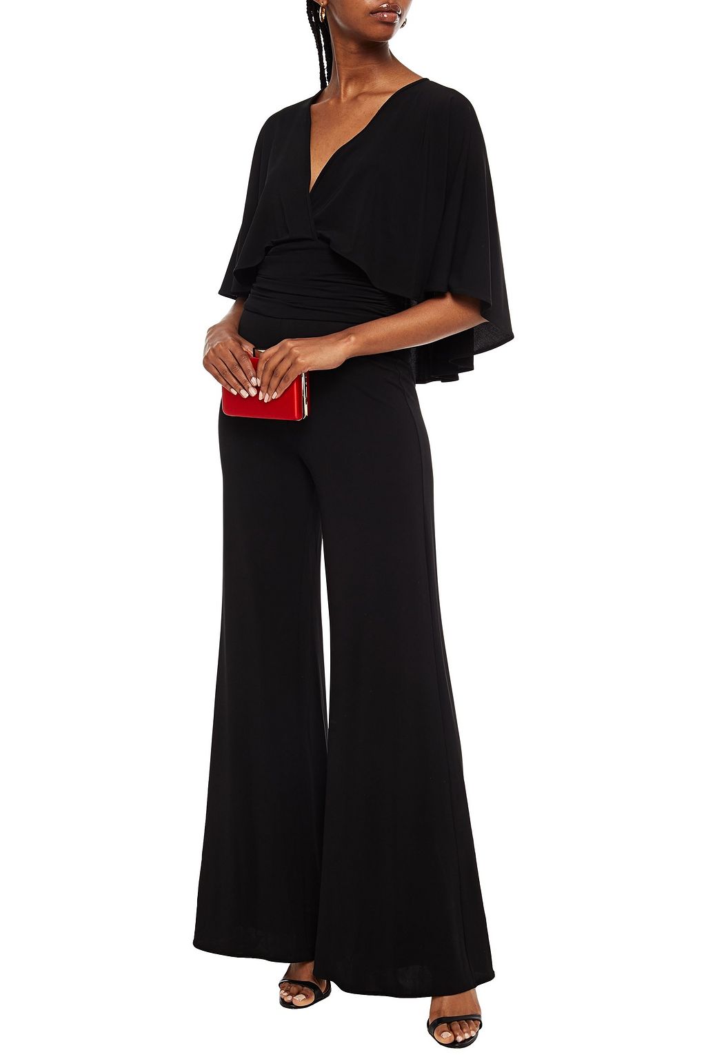 REDEMPTION Cape-effect stretch-jersey wide-leg jumpsuit