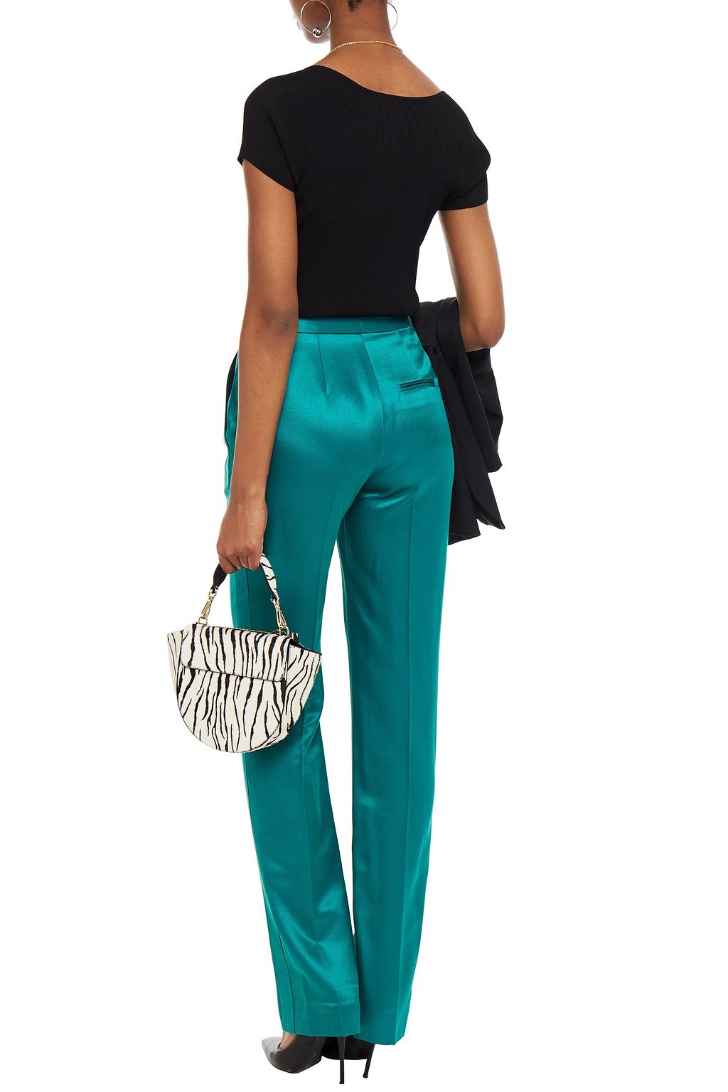 CAROLINA HERRERA Satin-twill straight-leg pants