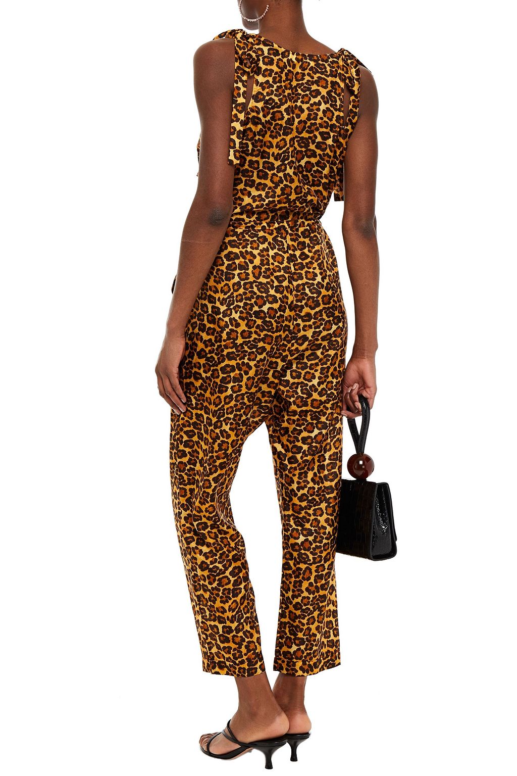 ZIMMERMANN Geraffter Jumpsuit aus Crêpe de Chine aus Seide mit Leopardenprint