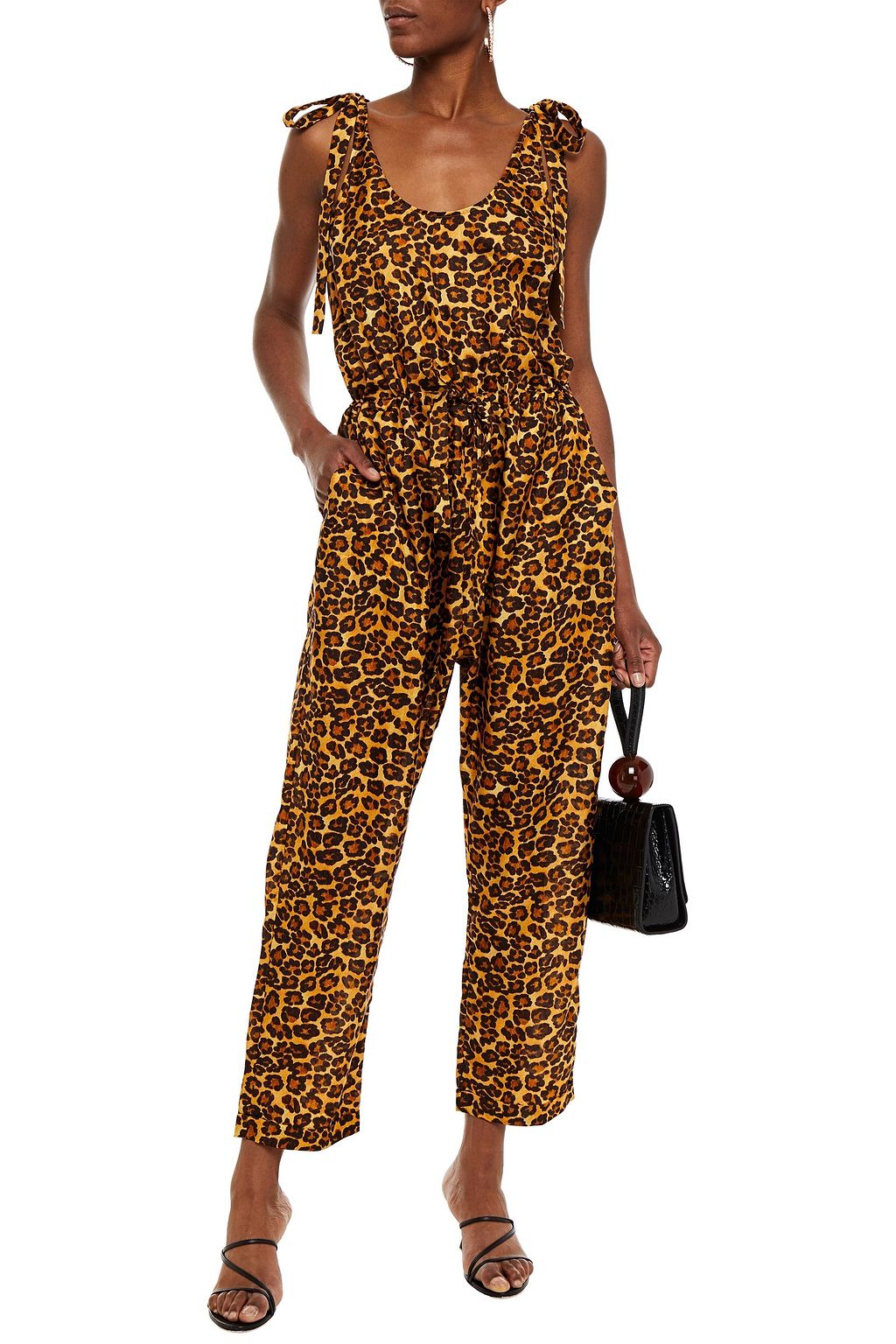 ZIMMERMANN Geraffter Jumpsuit aus Crêpe de Chine aus Seide mit Leopardenprint