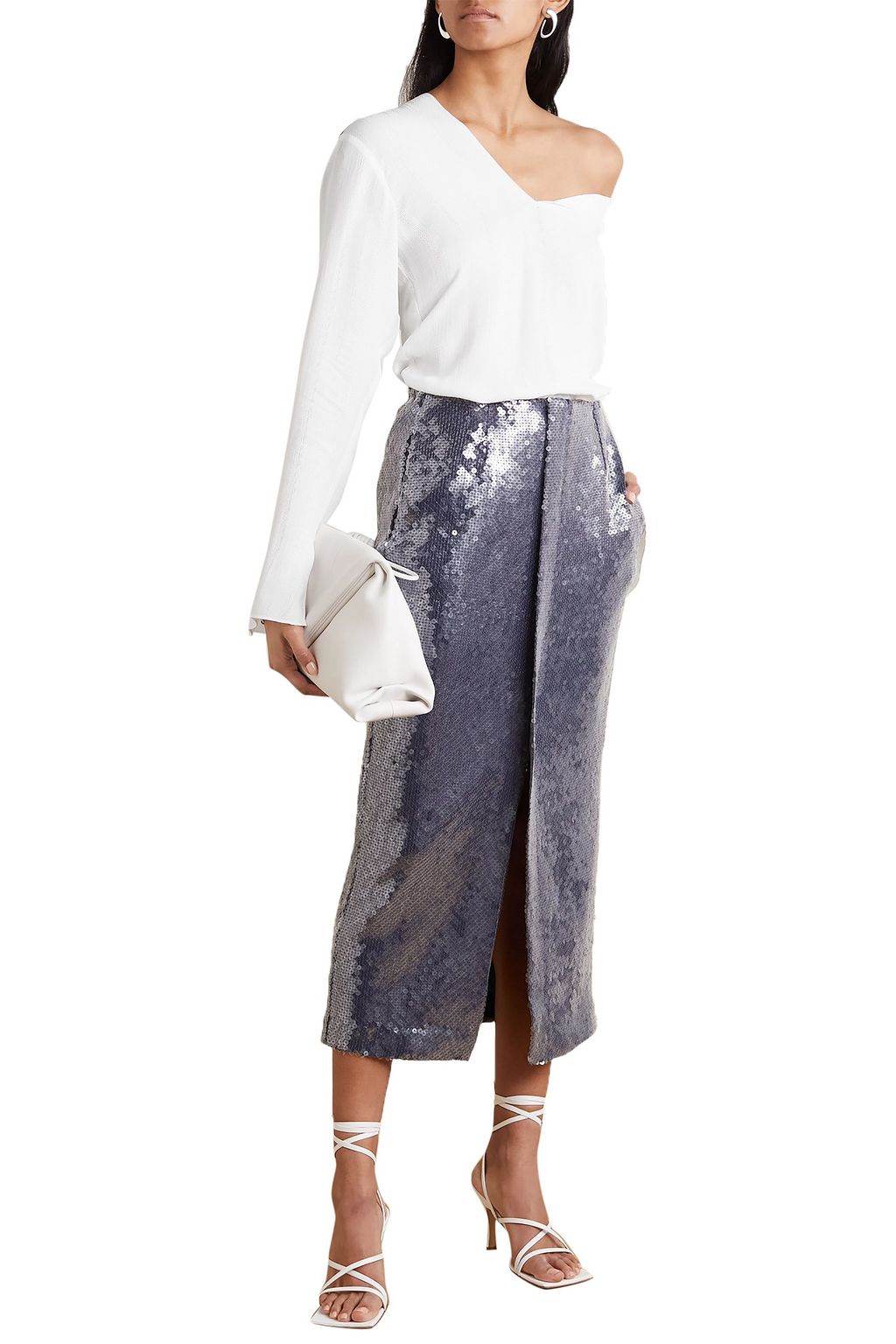 ROLAND MOURET Whinfell button-detailed textured-crepe top