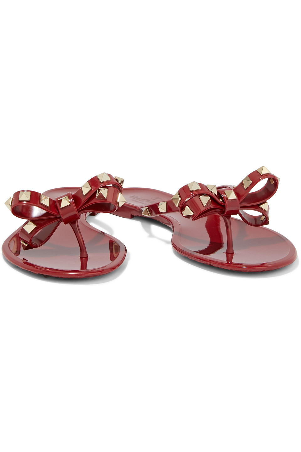 Valentino Garavani Rockstud Bow-embellished Rubber Flip Flops In Claret