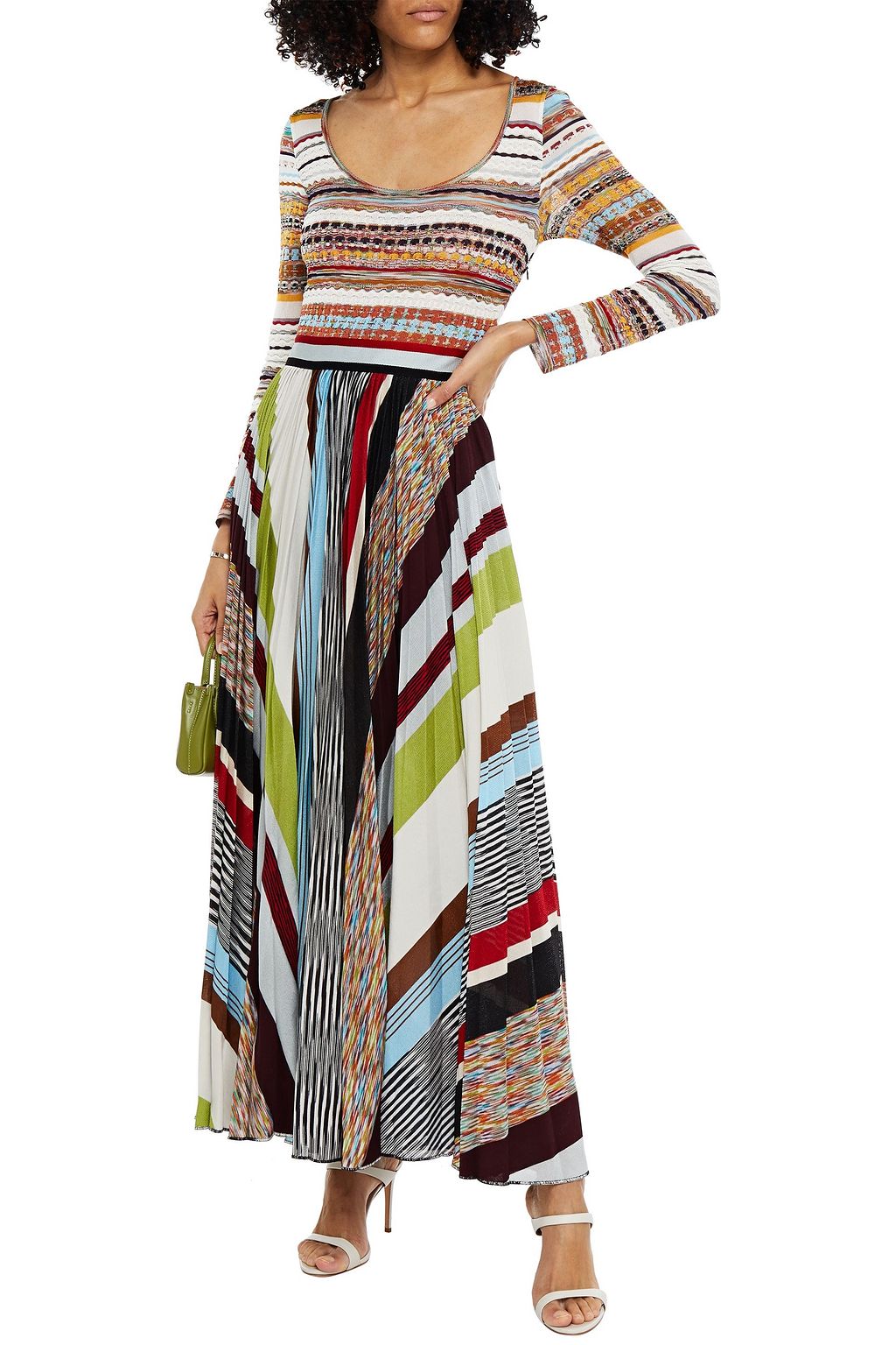 MISSONI Pleated jacquard-knit maxi dress