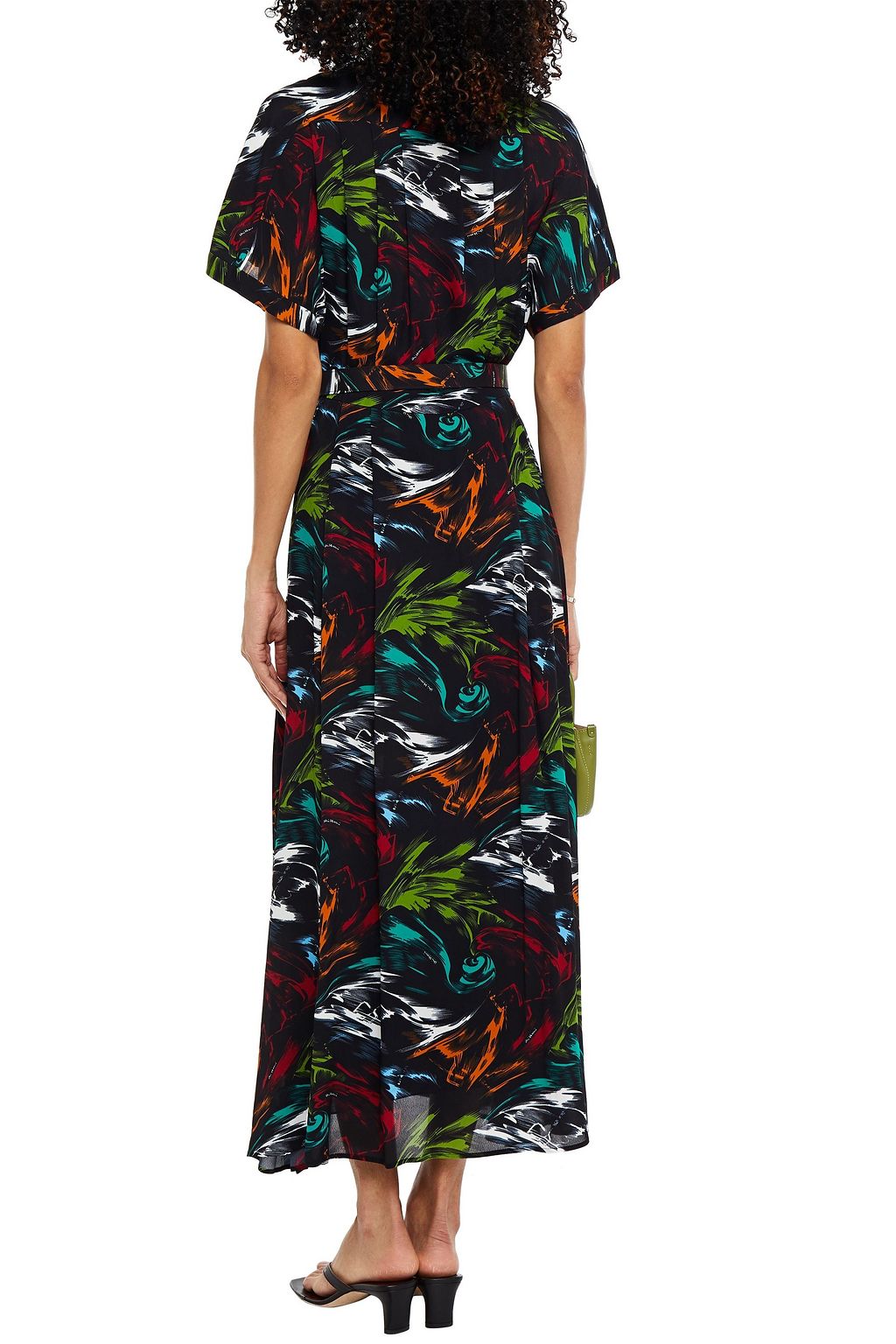 MISSONI Belted pleated printed crepe maxi dress