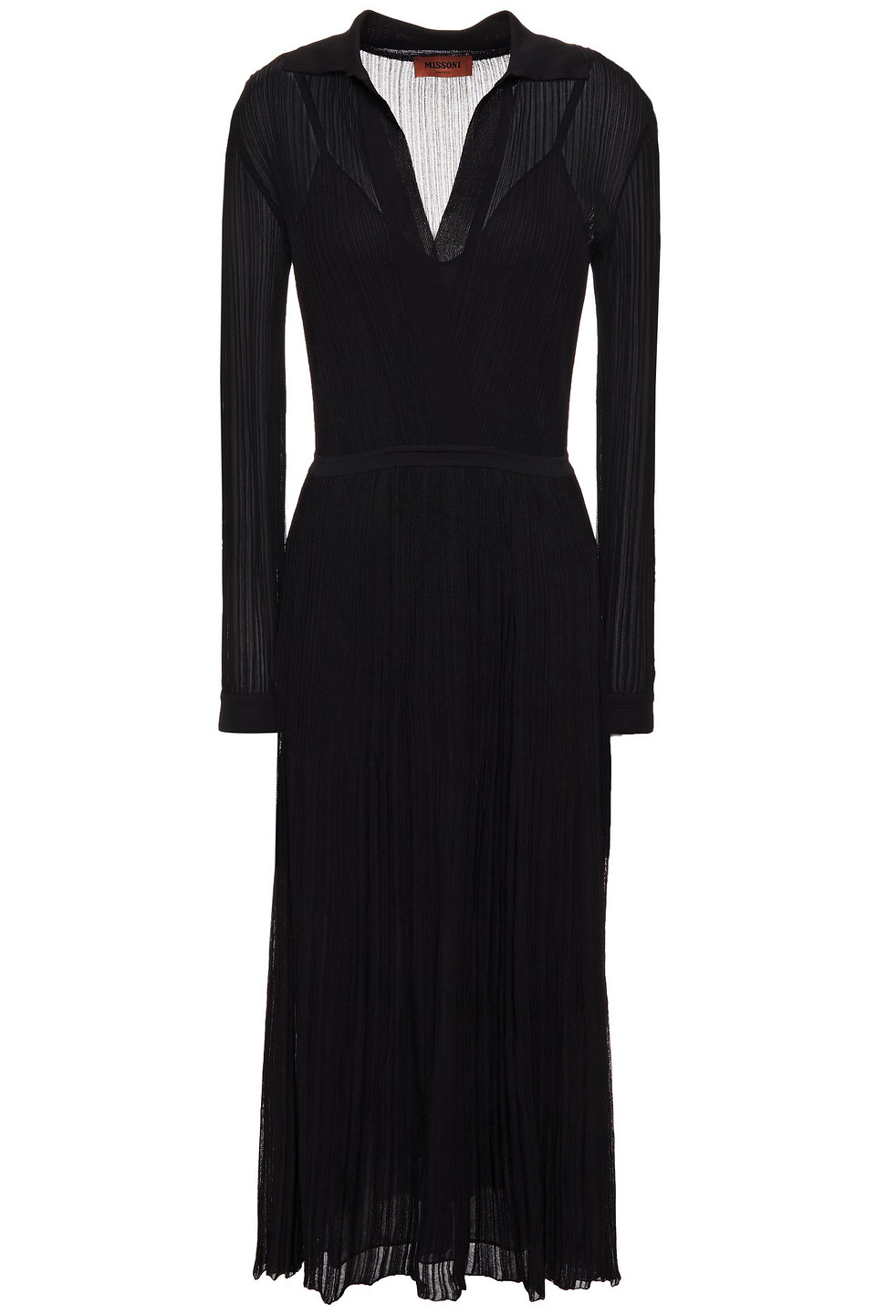 Missoni Woman Pleated Cotton-blend Crochet-knit Midi Dress Black Size 38