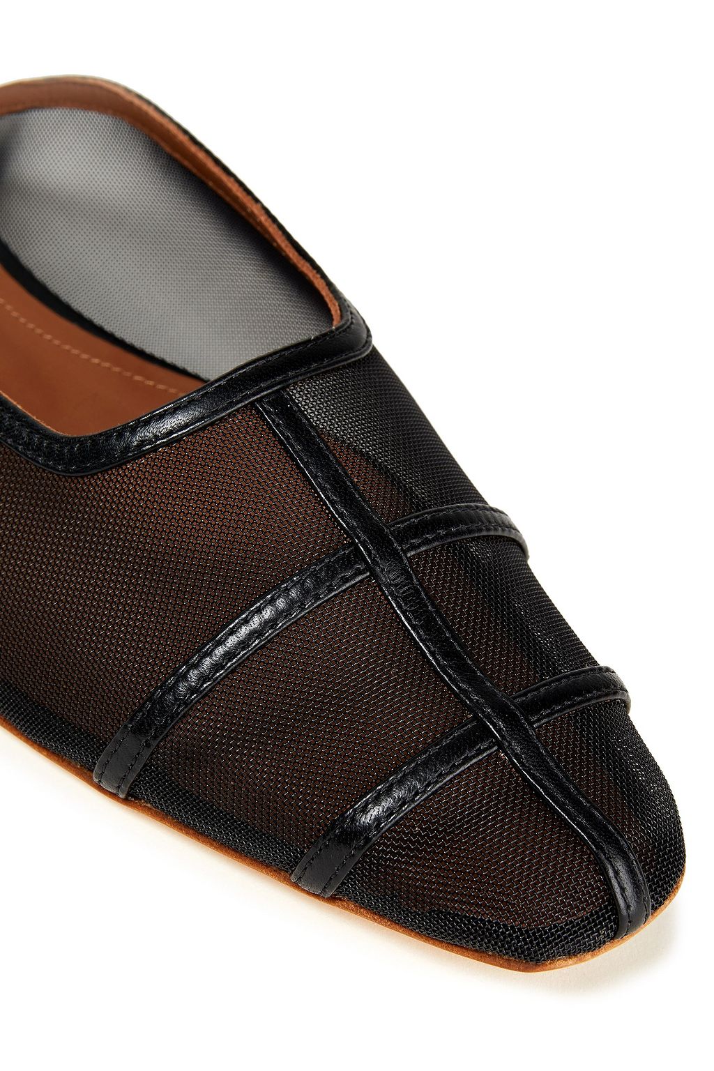 MALONE SOULIERS Toni leather-trimmed mesh slippers