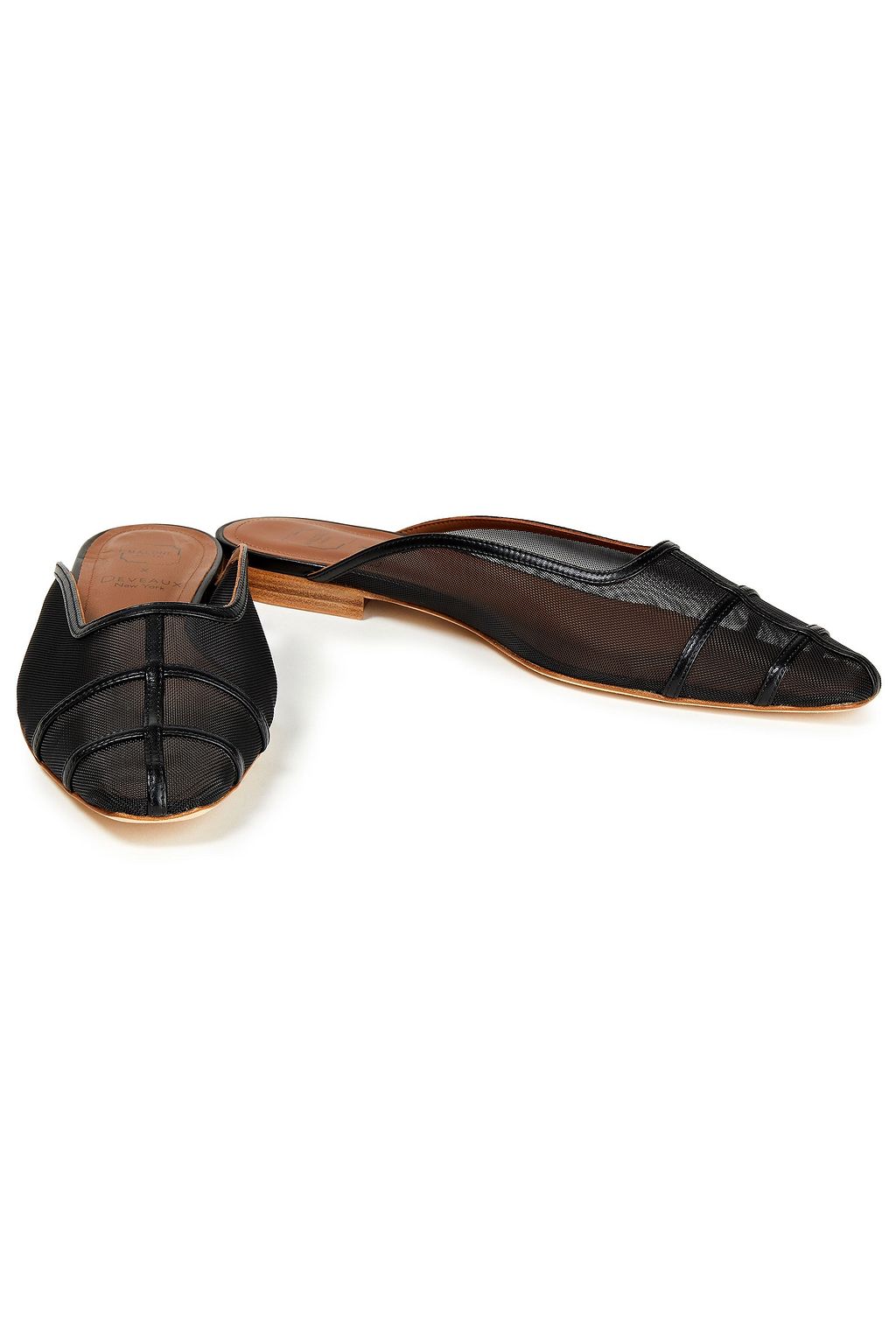 MALONE SOULIERS Toni leather-trimmed mesh slippers