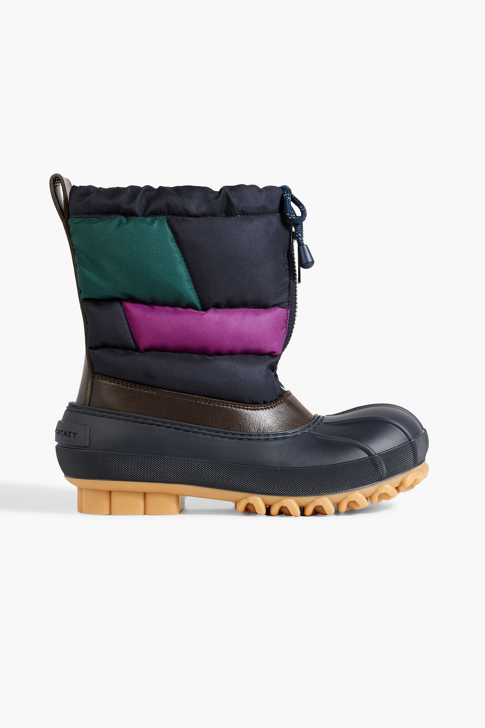 Stella Mccartney Faux Leather-trimmed Quilted Shell And Rubber Ankle Boots In Navy