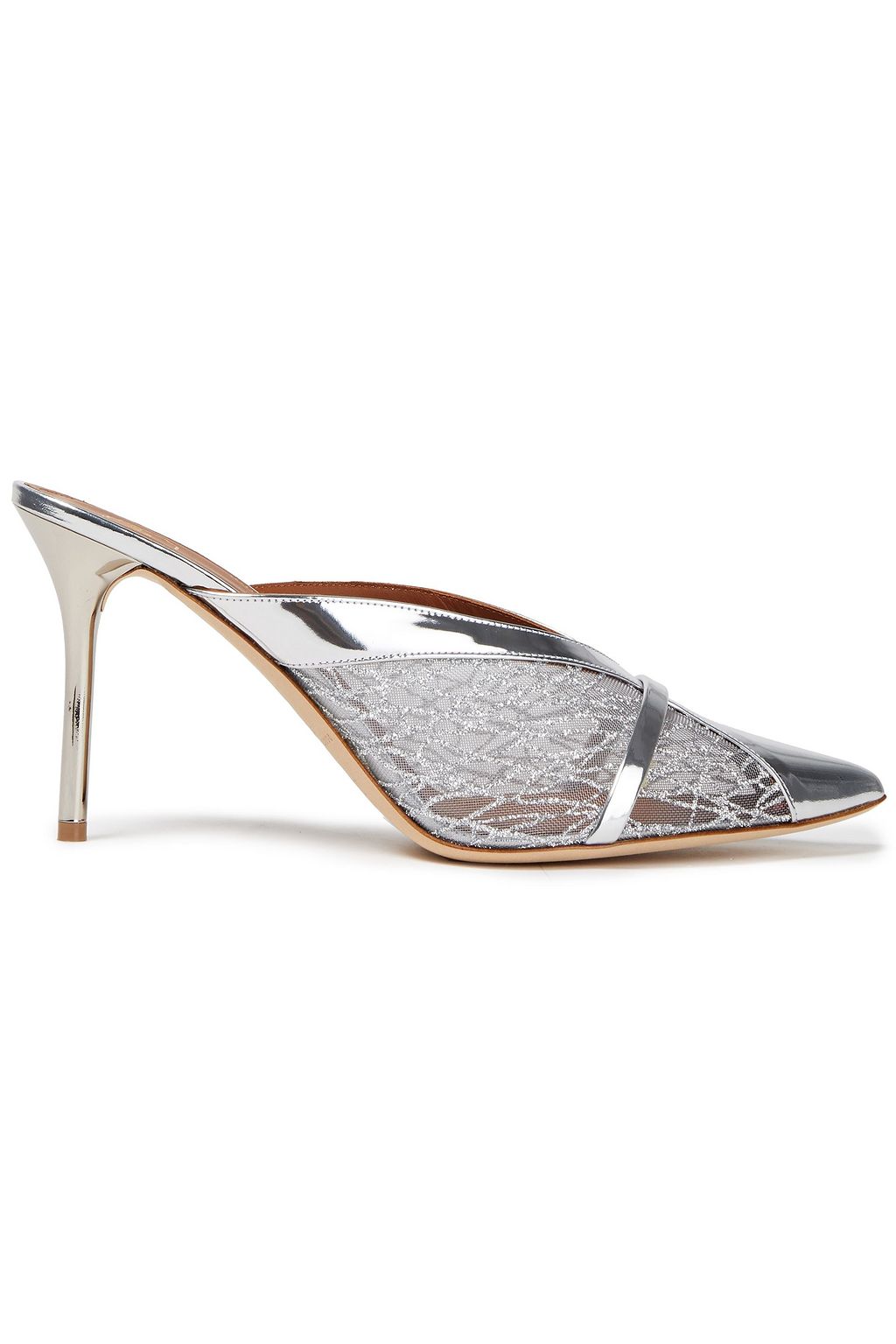 Silver Bobbi 85 glittered mesh and metallic leather mules | Sale up to 70%  off | THE OUTNET | MALONE SOULIERS | THE OUTNET
