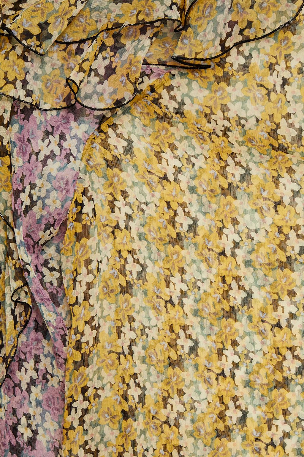 VALENTINO GARAVANI Ruffled floral-print silk-georgette blouse