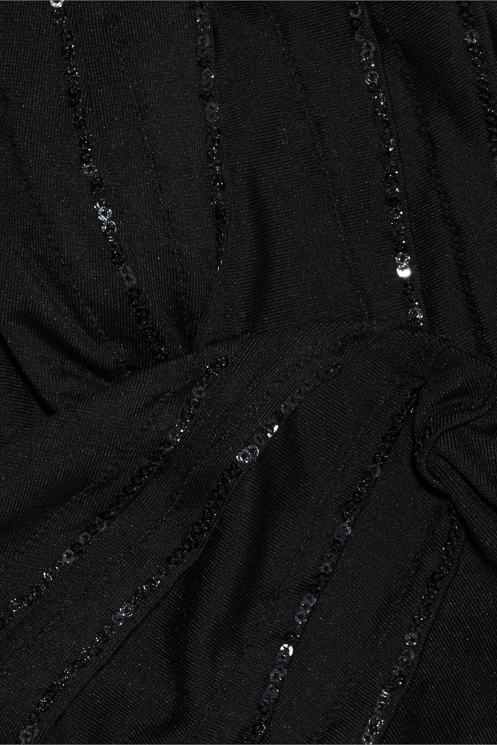 LA PERLA Conchiglia pleated sequin-embellished bandeau bikini top